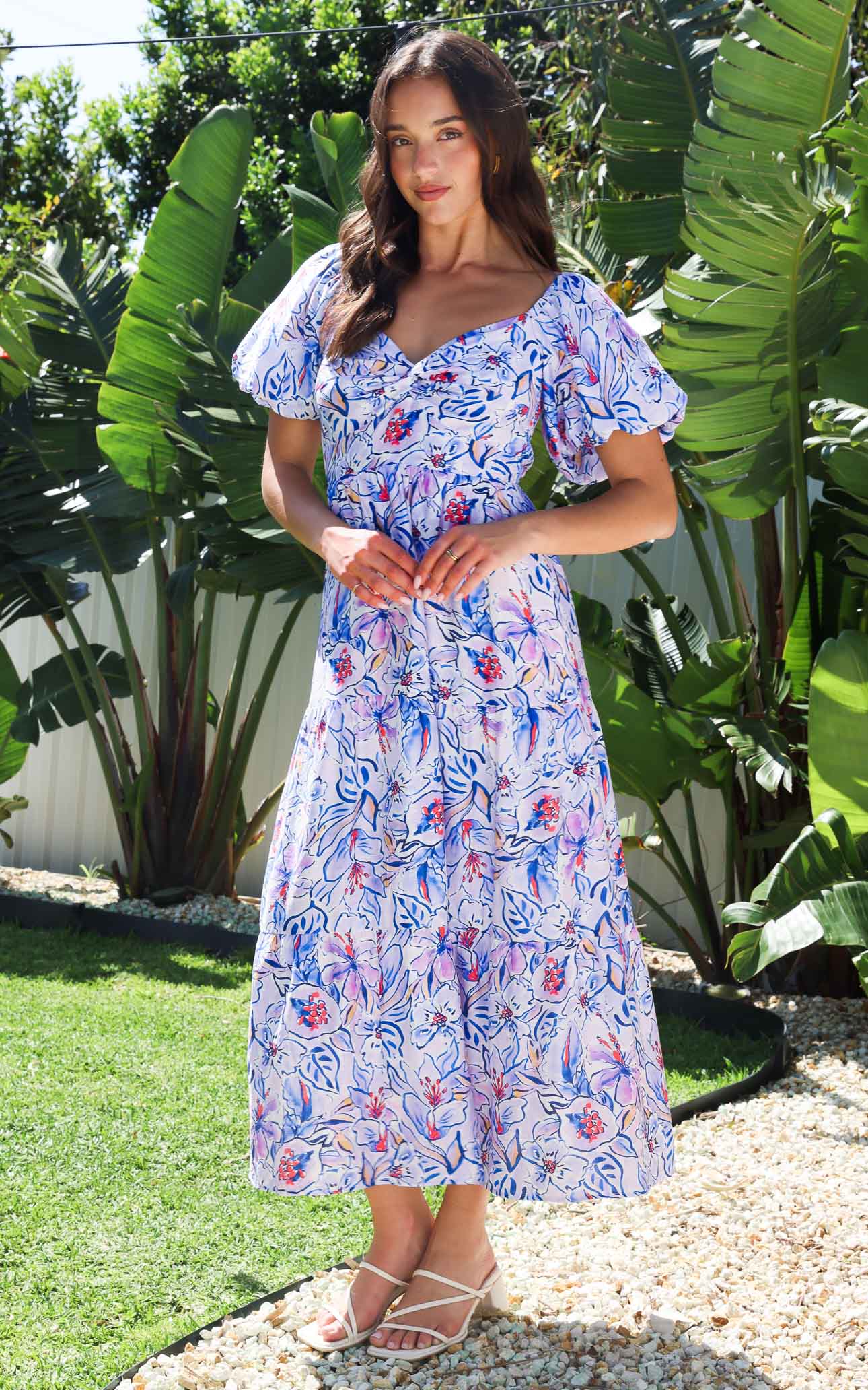 Allena Maxi Dress - Blue Purple Floral