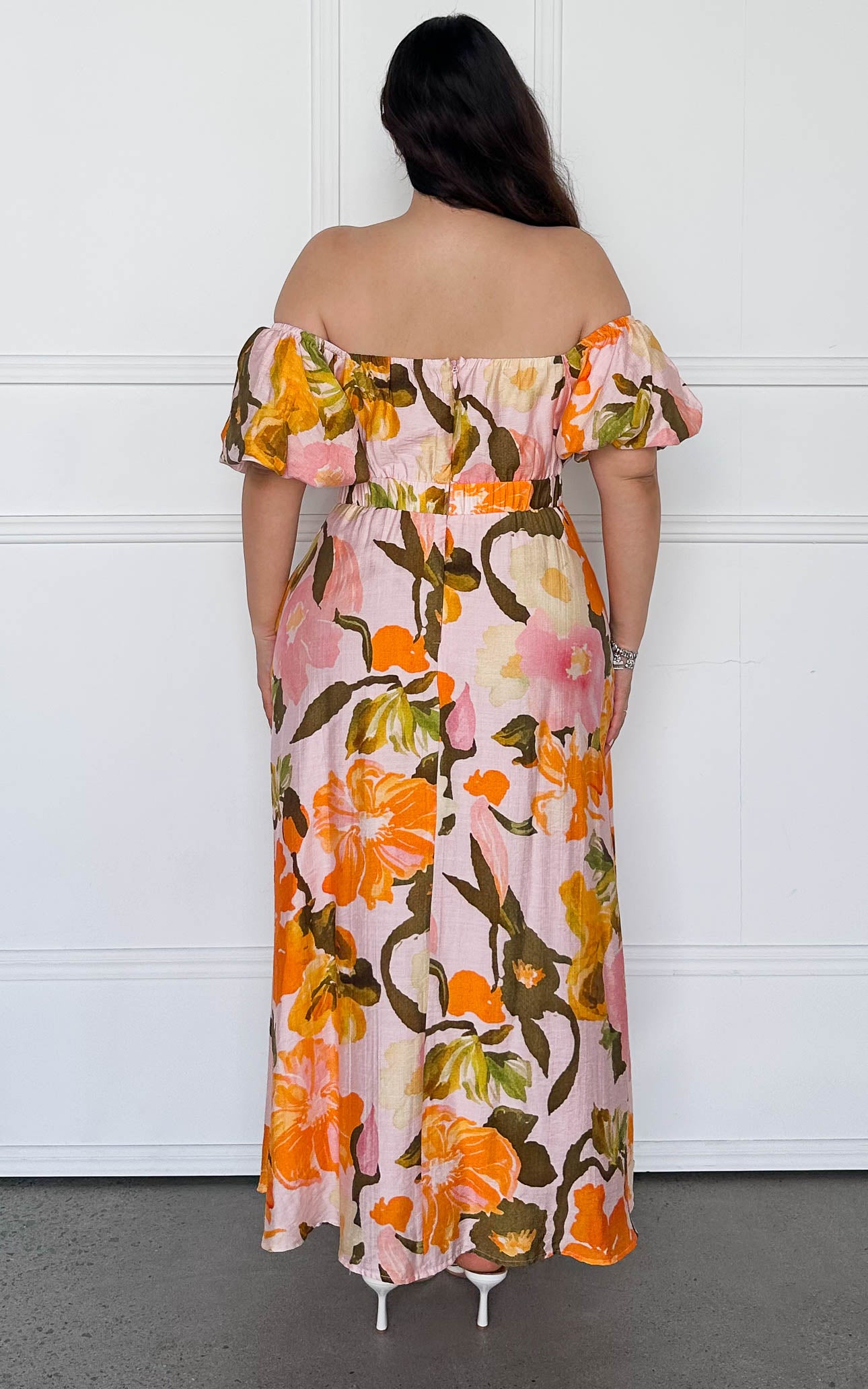 Alora Maxi Dress - Pink Orange Floral