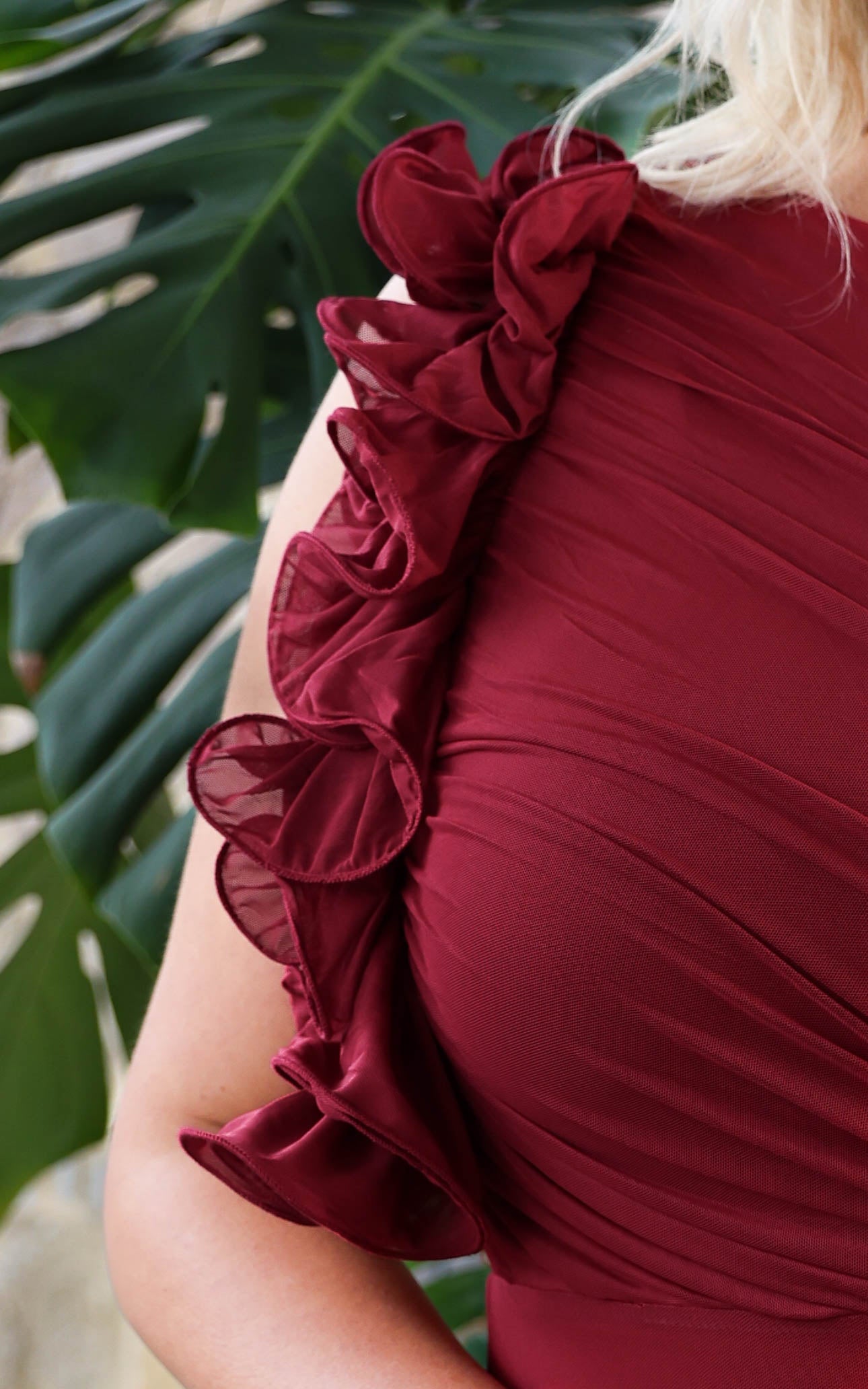 Amelio Mesh Maxi Dress - Wine