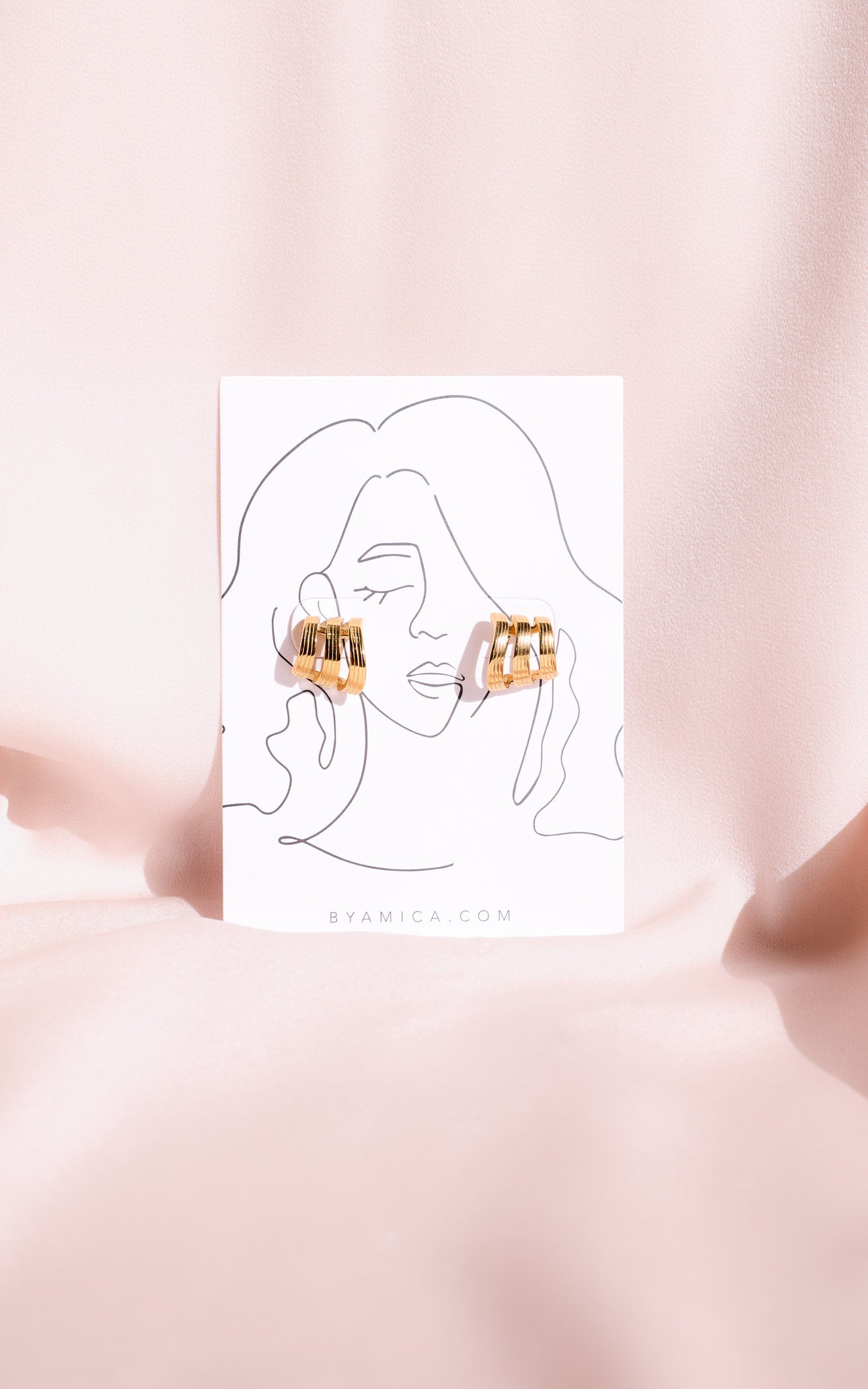 Astra Stud Earrings - Gold Triple Texture