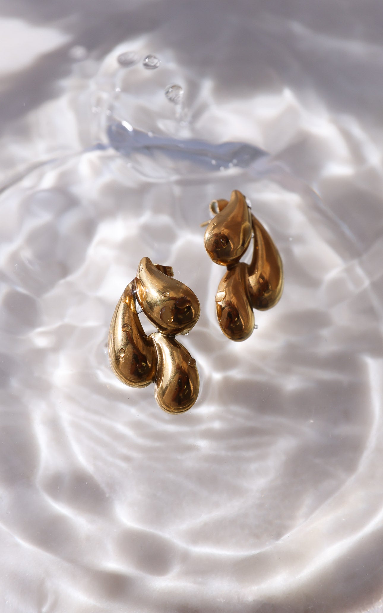 Anthe Stud Earrings - Gold Trio Teardrop