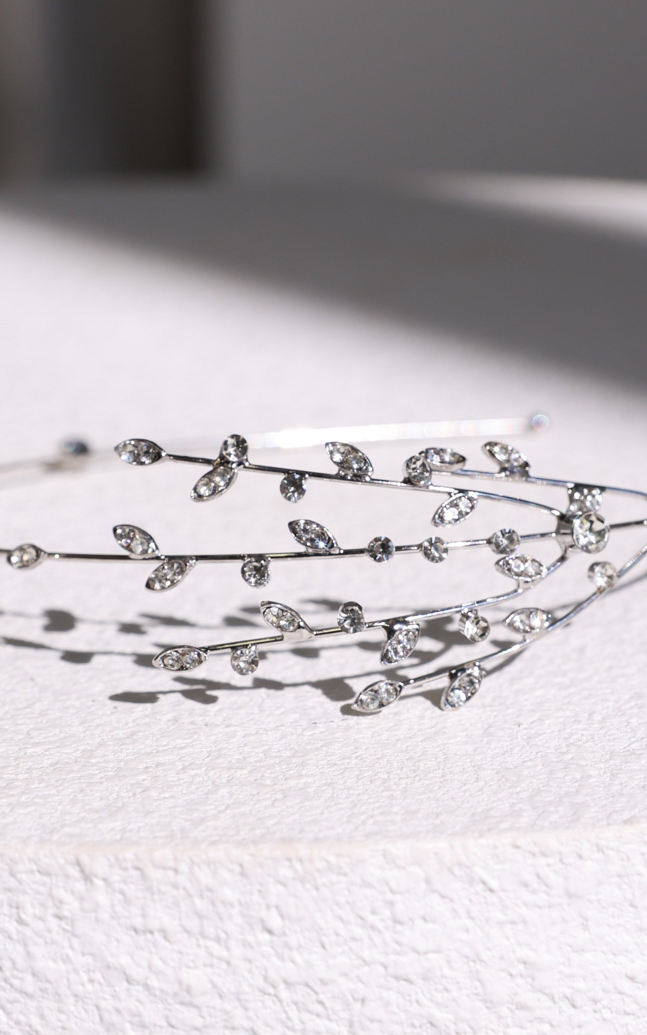 Aphrodite Headband - Silver Diamante Leaf