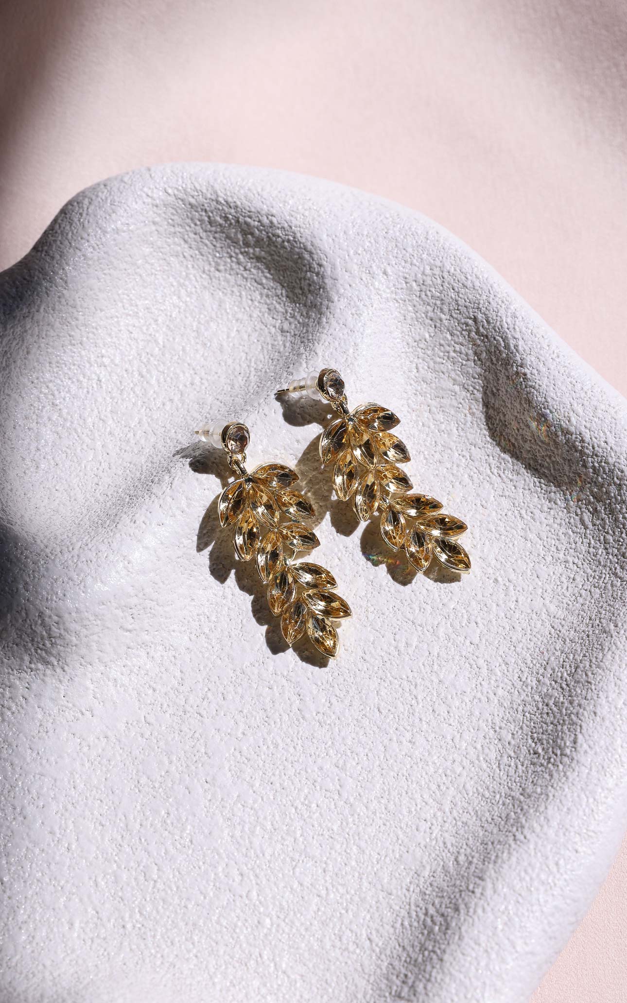 Bijoux Drop Stud Earrings - Gold Champagne Chandelier
