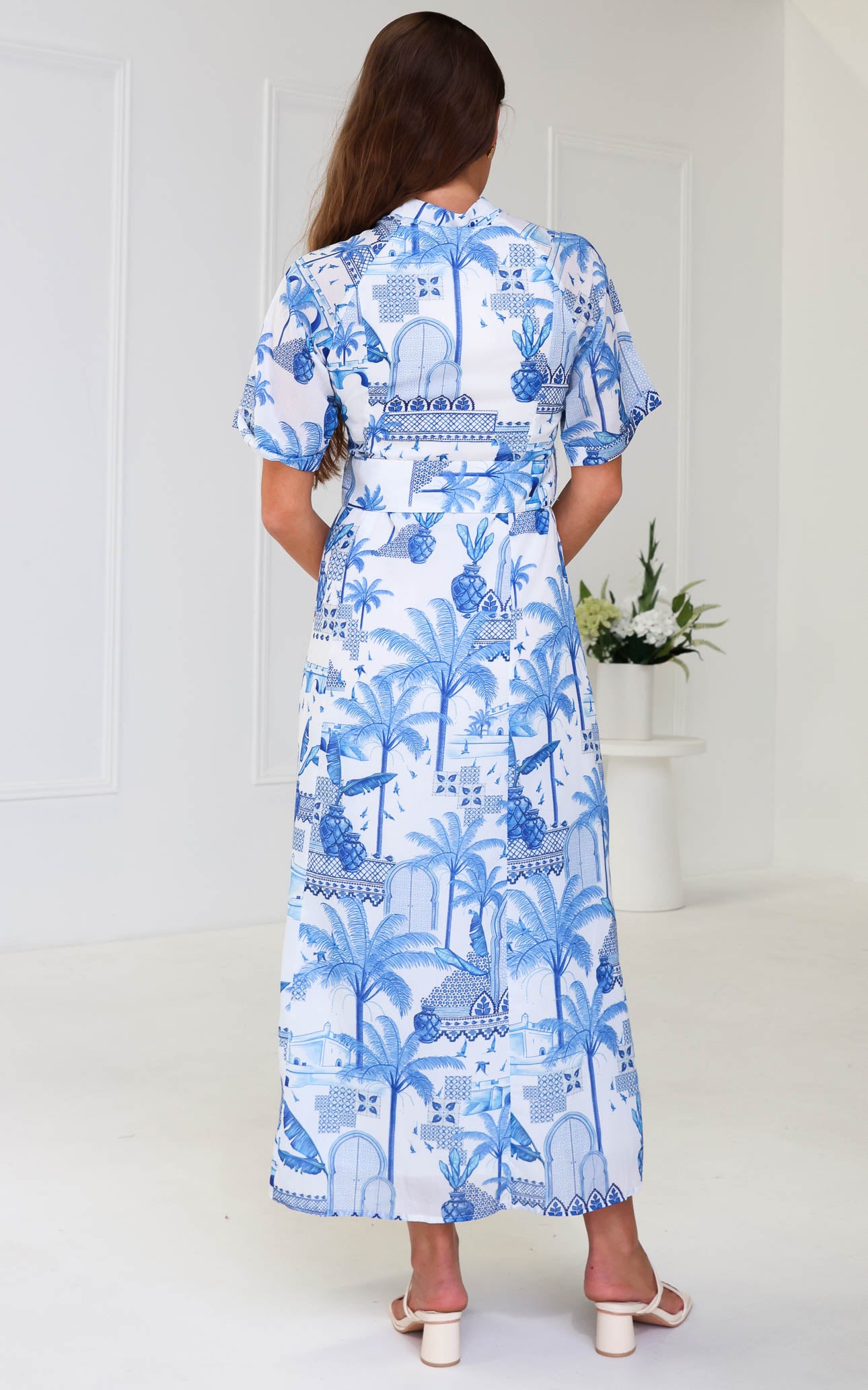 Wander Maxi Dress - White Blue Multi Print