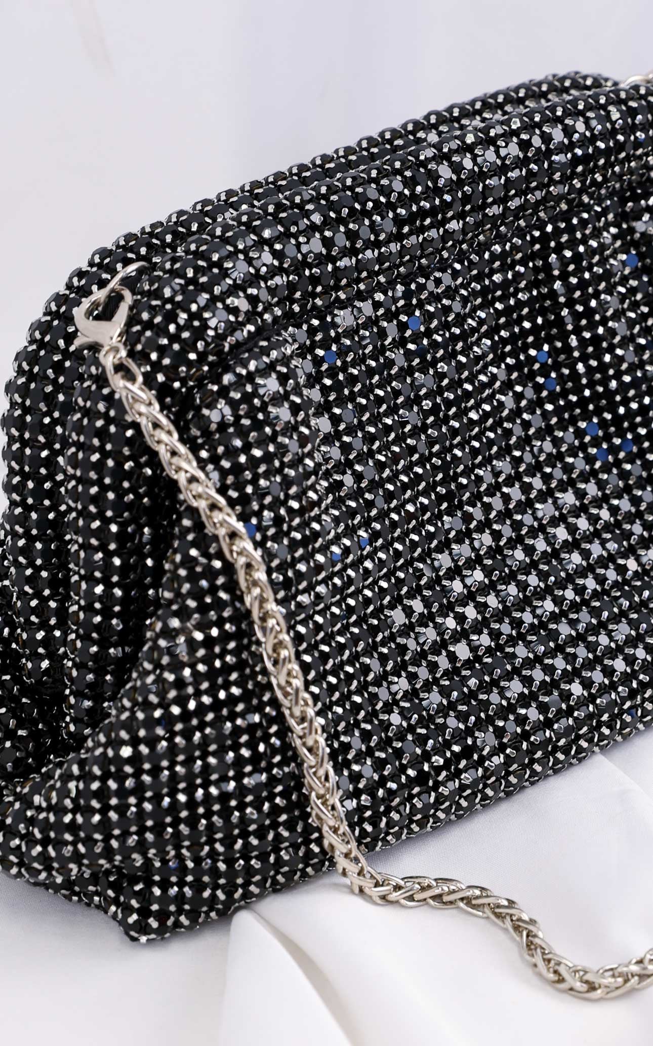 Cassian Crystal Rhinestone Clutch Bag - Black