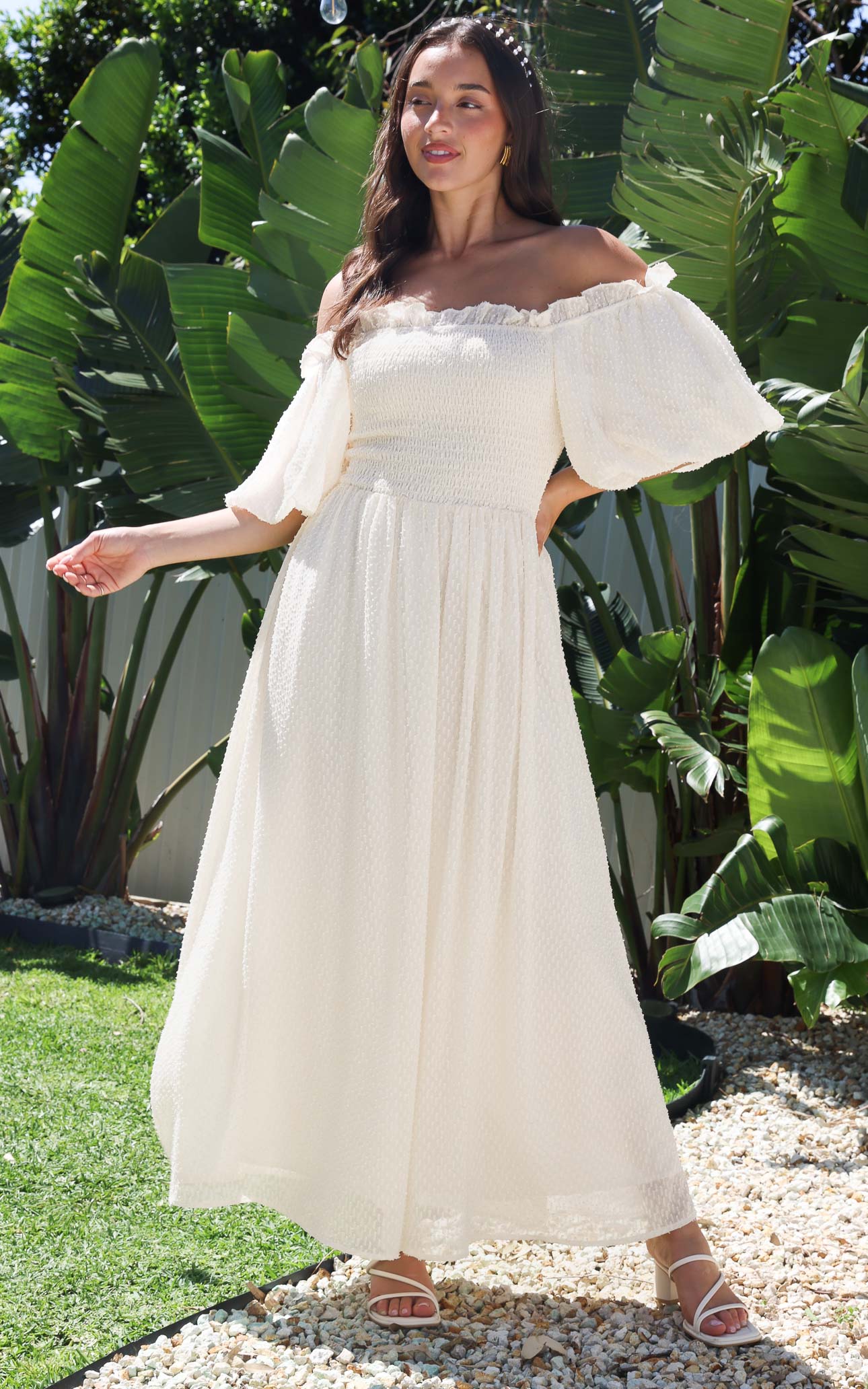 Charlene Maxi Dress - Cream Texture  By Amica