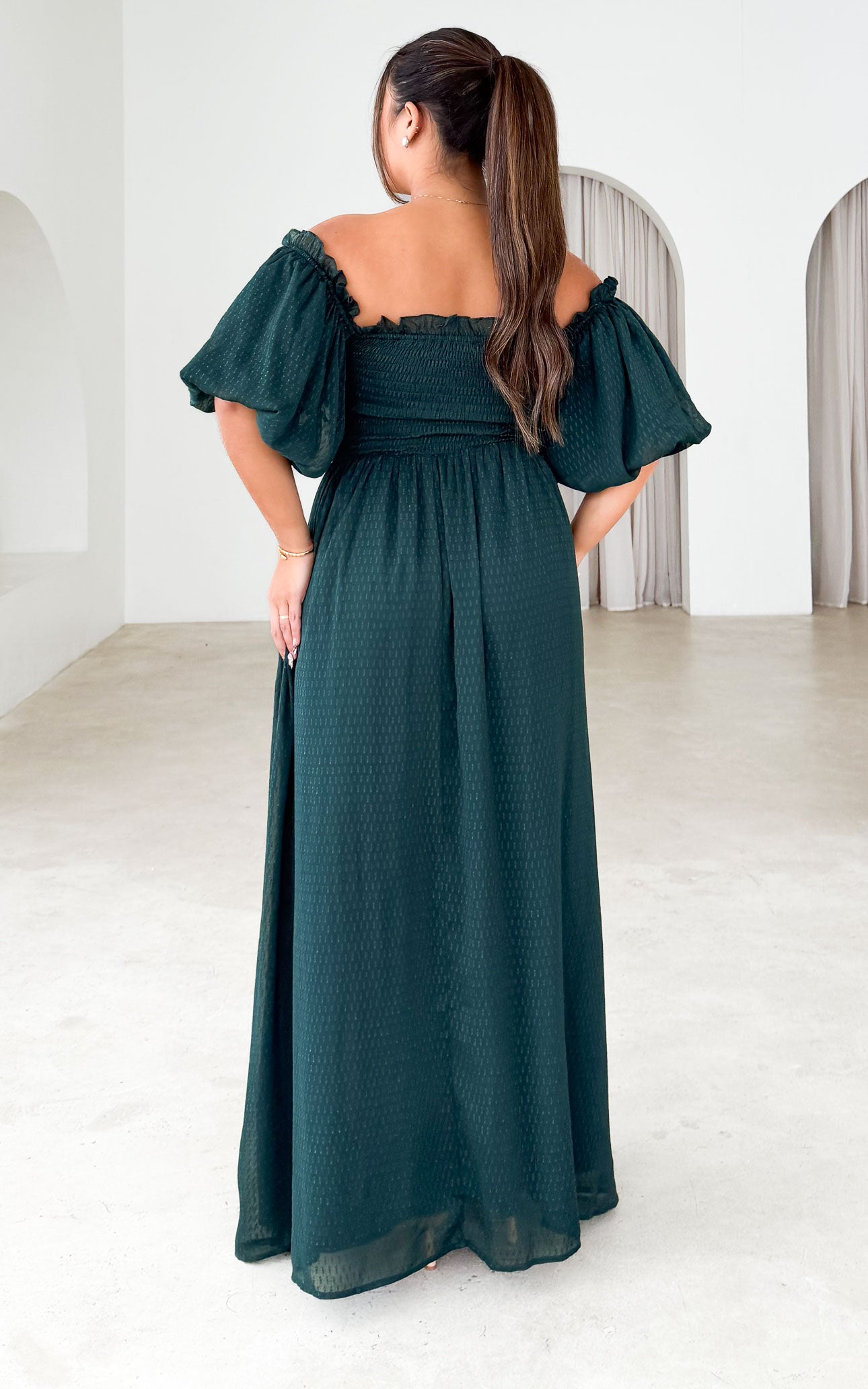 Charlene Maxi Dress - Teal Emerald Texture