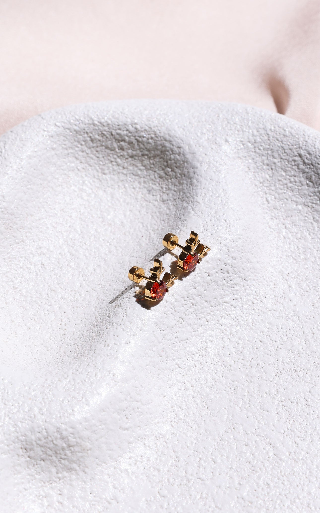 Comet Stud Earrings - Gold Red Reindeer