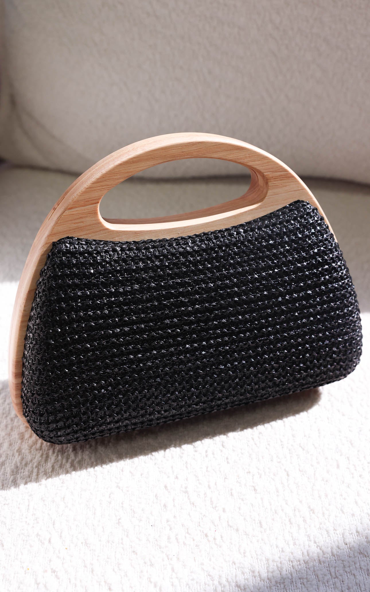 Caroline Straw Bag - Black Crescent