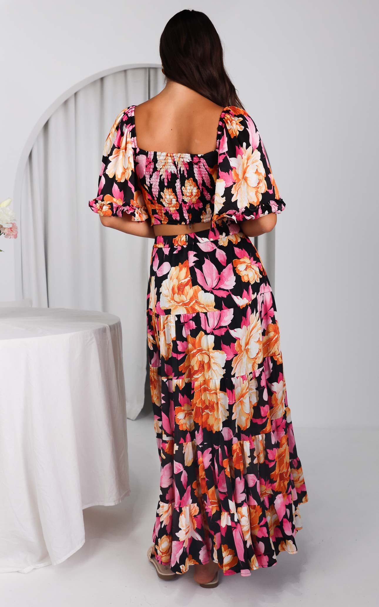 Corlette Crop Top - Black Floral