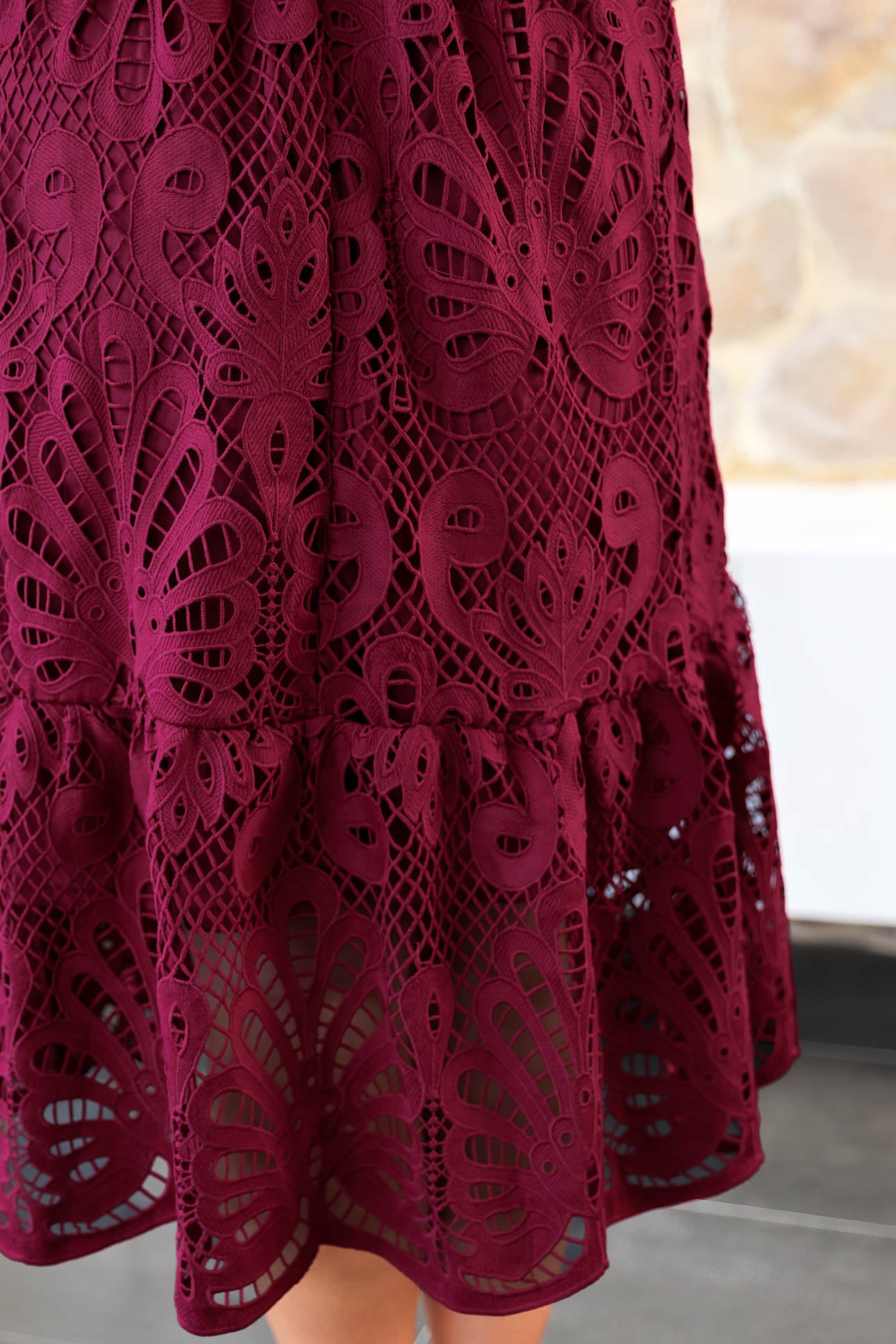 Criselda Lace Midi Dress - Wine