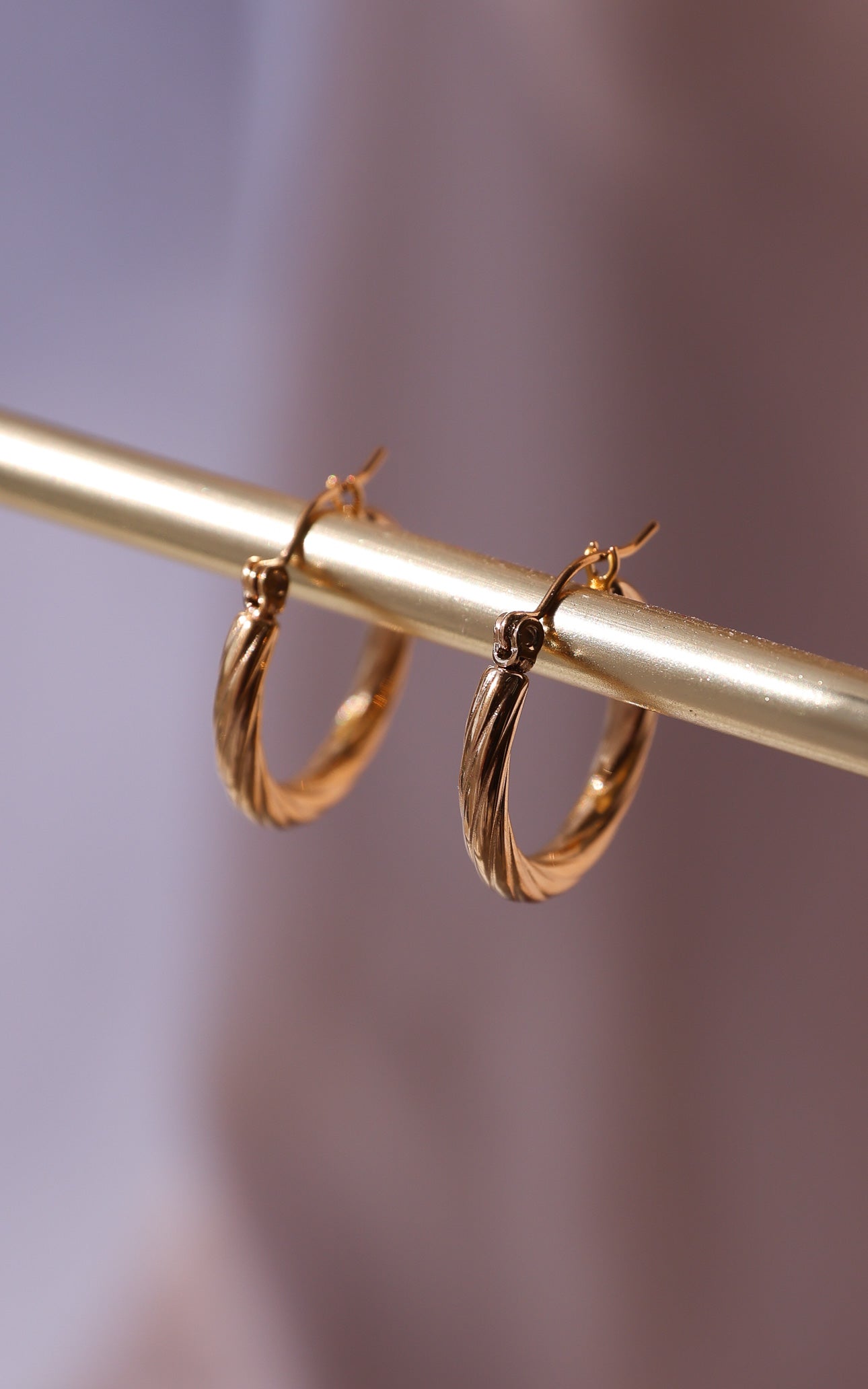 Carter Hoop Earrings - Gold Thin Twist