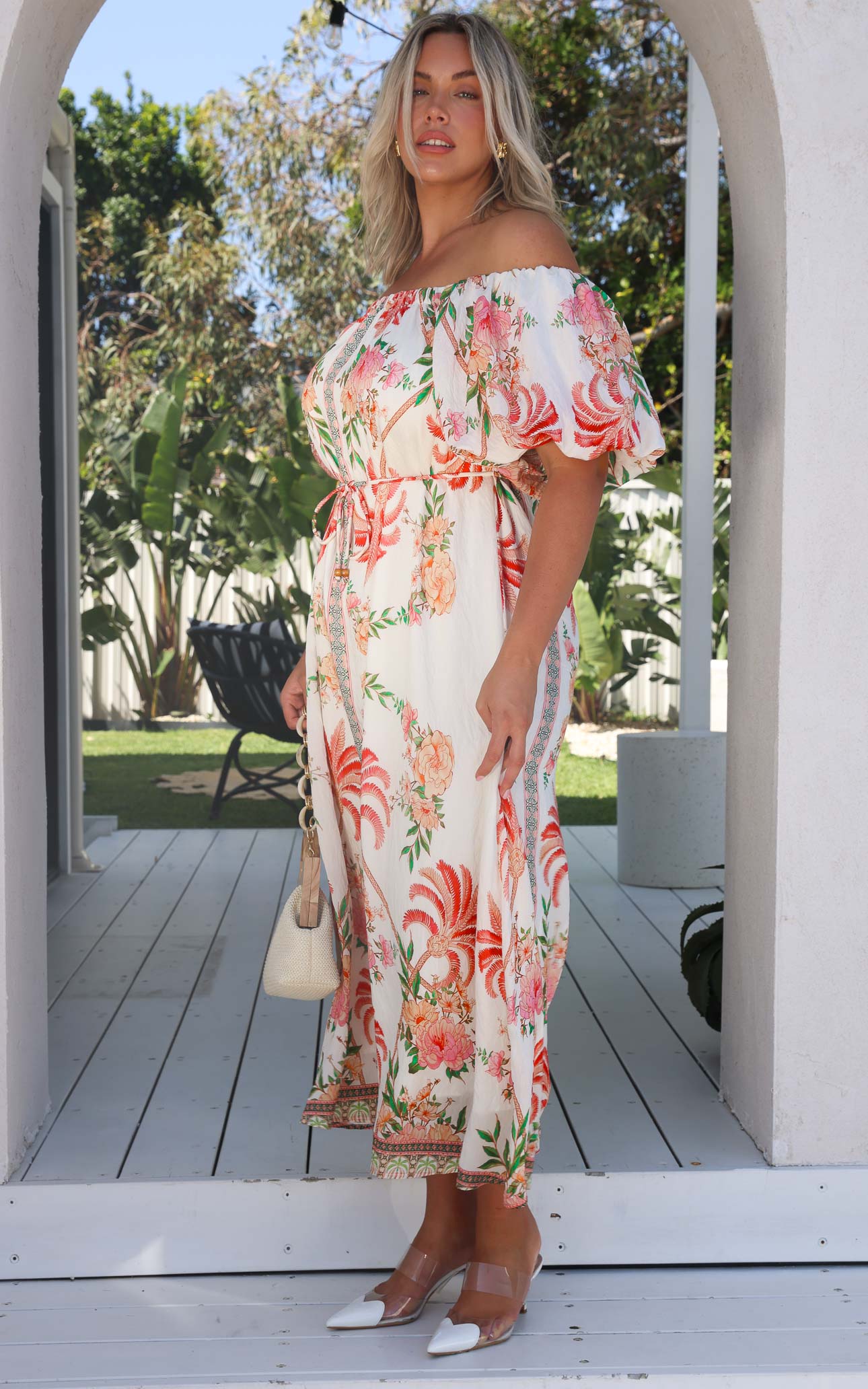 Dakota Maxi Dress - White Tropical Floral