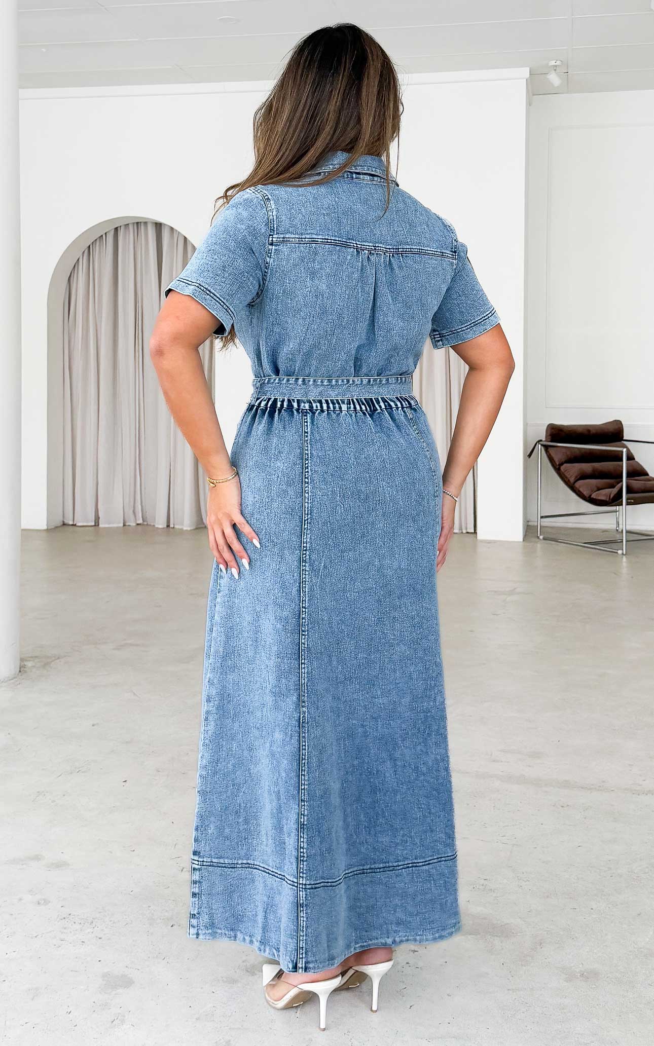 Otis Denim Maxi Dress - Blue