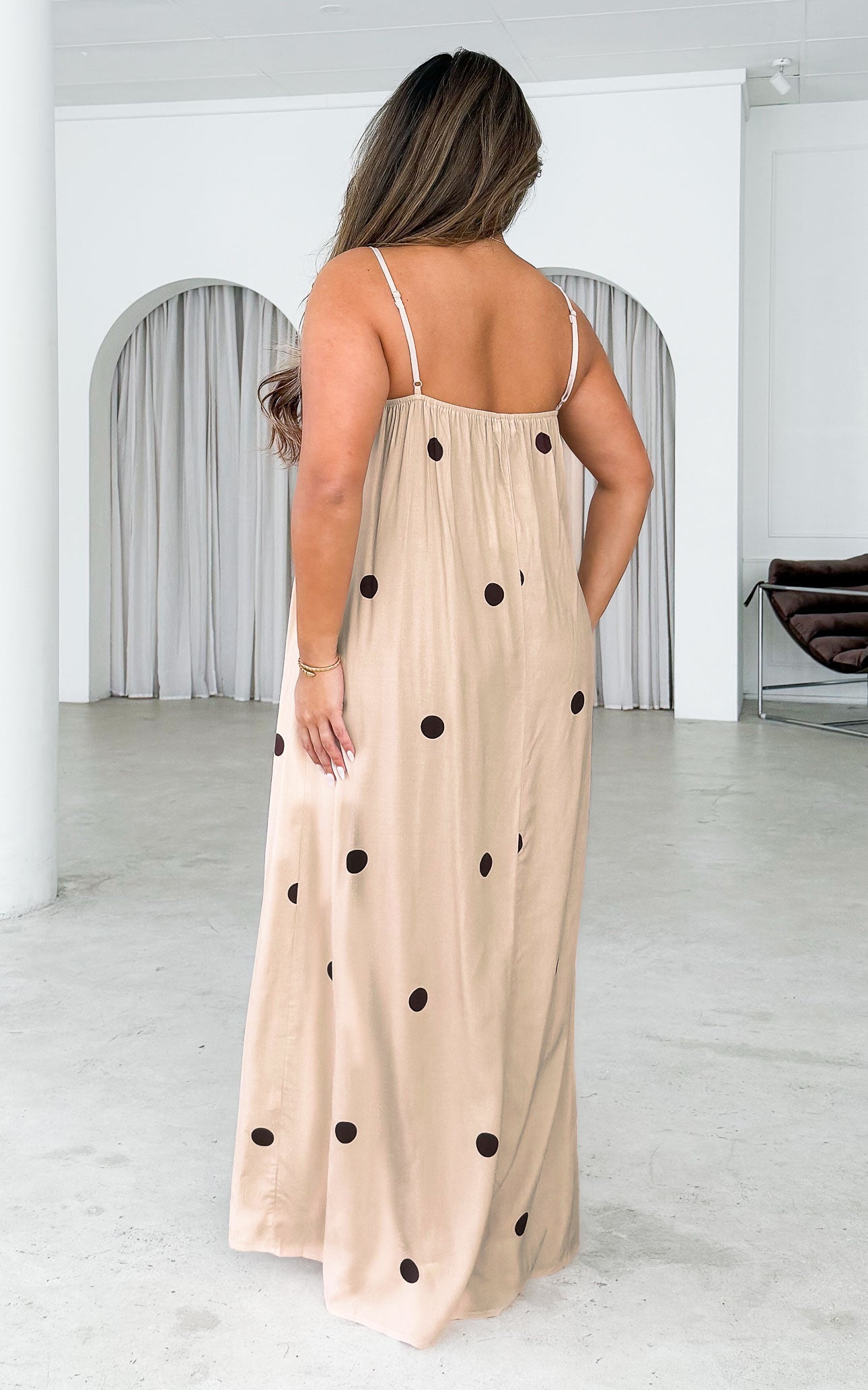 Marie Maxi Dress - Beige Spots