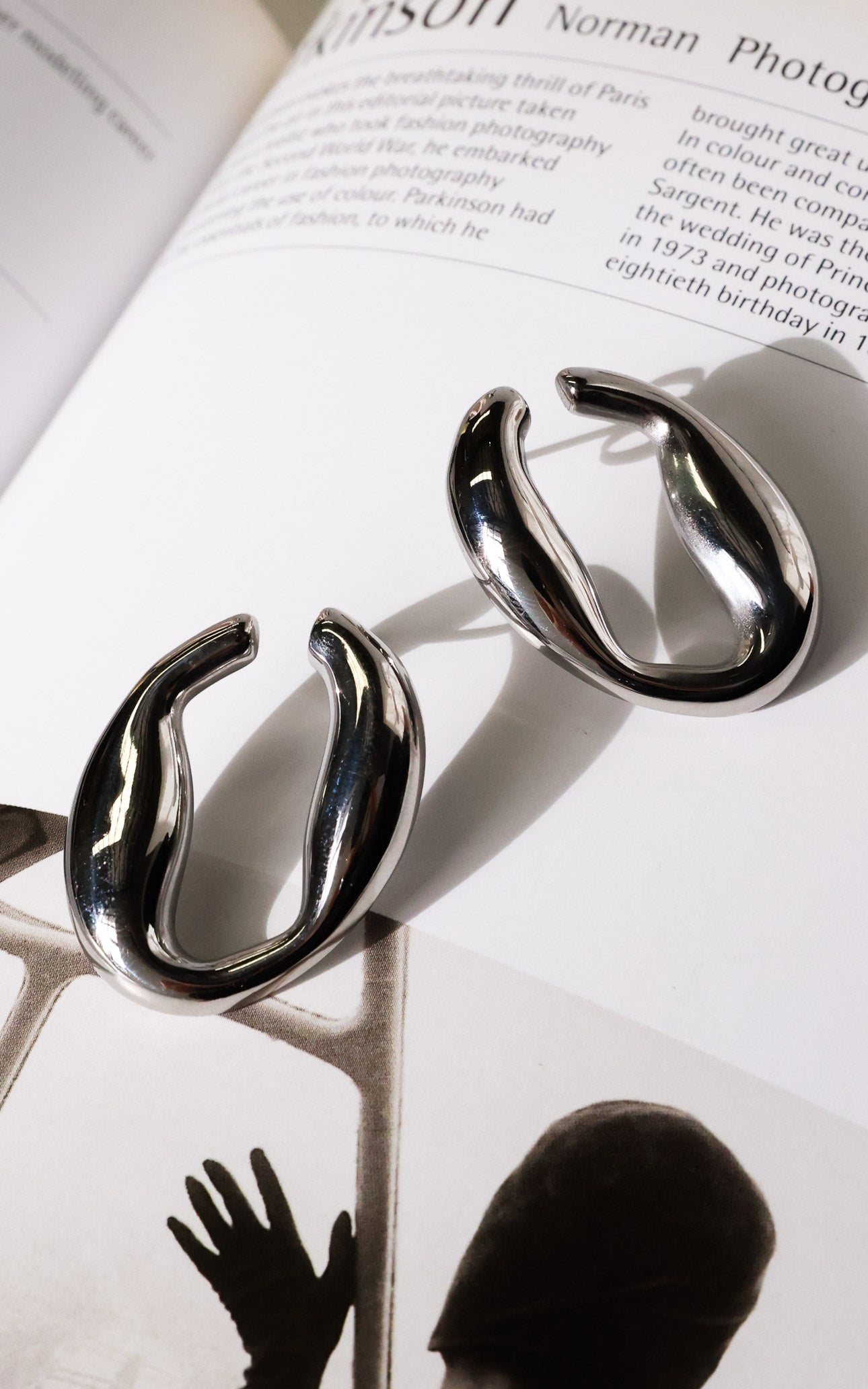 Esti Stud Earrings - Silver Abstract Oval