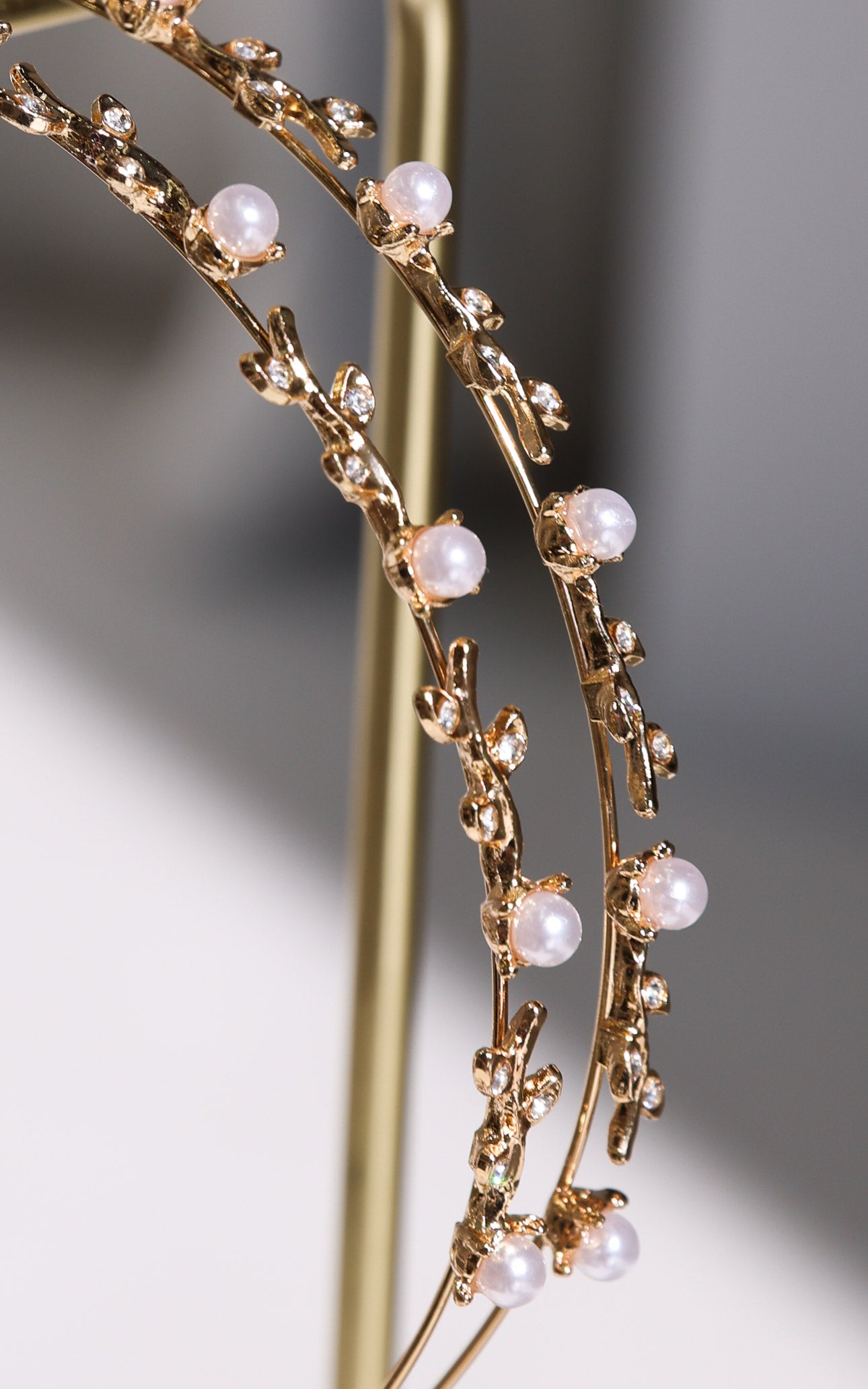Emersyne Double Layered Headband - Gold Leaf Pearl Diamante