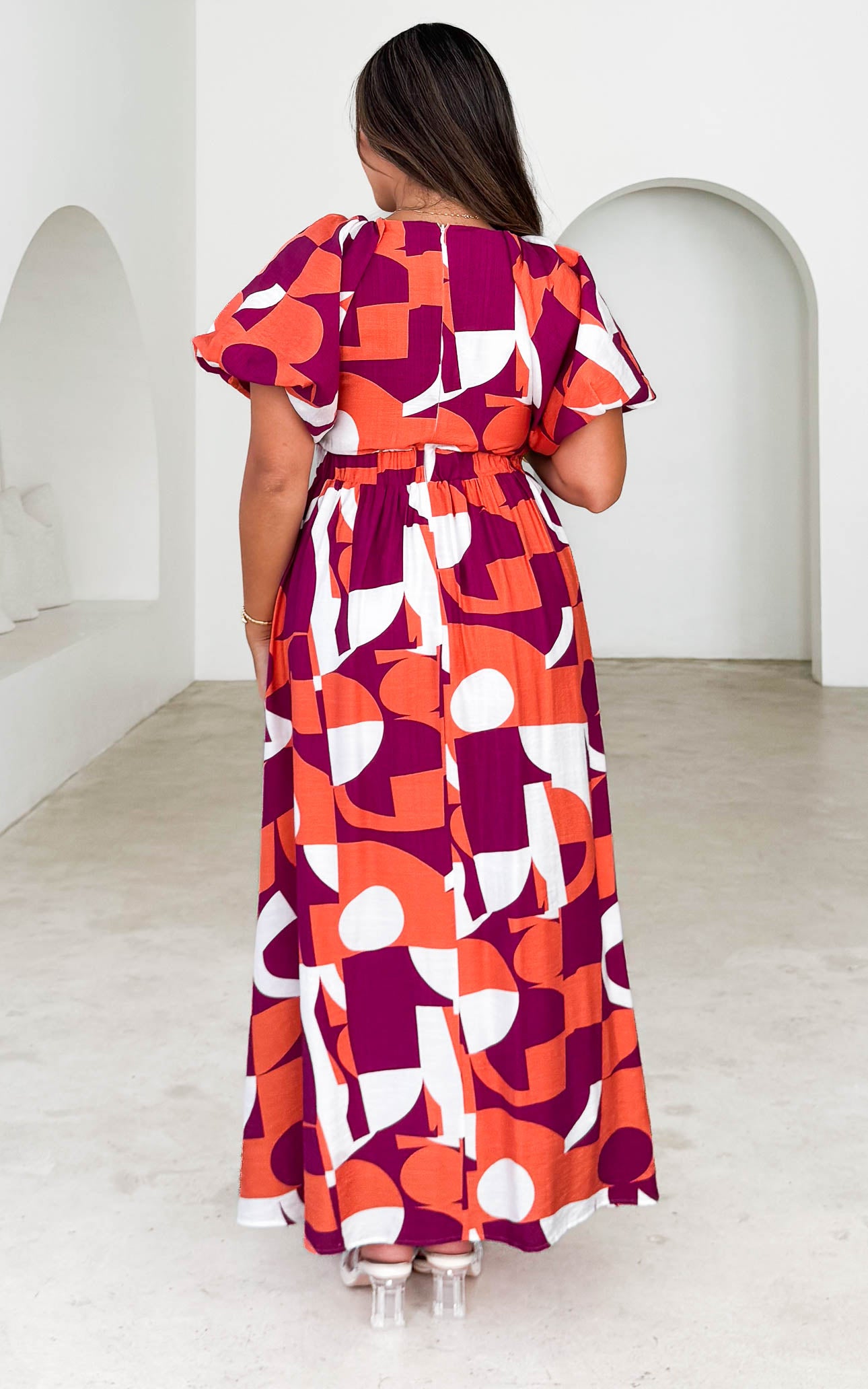 Georgie Maxi Dress - Plum Orange Print