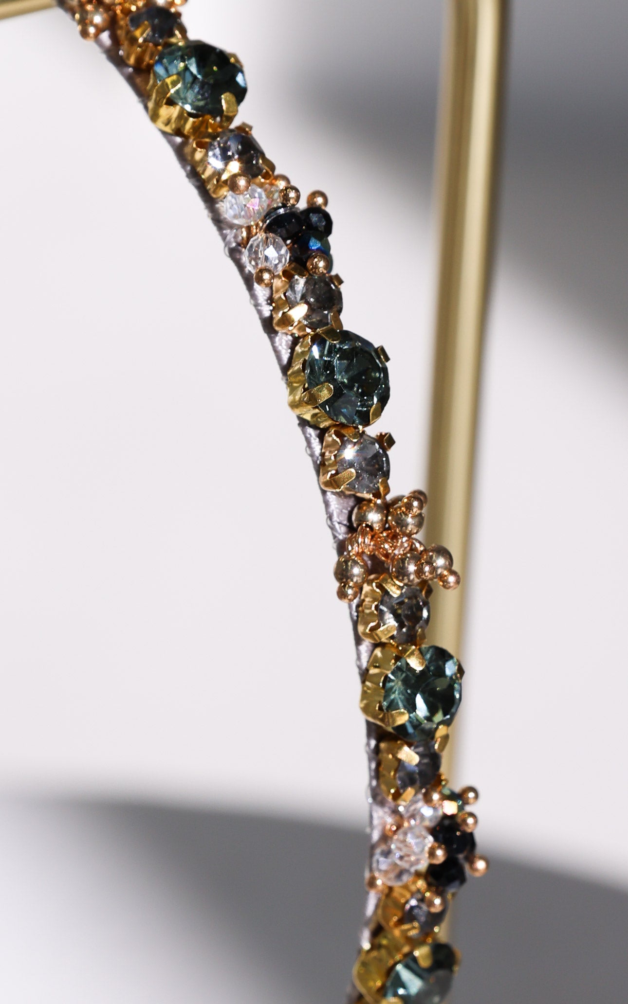 Gewel Headband - Grey Green Diamante Bead