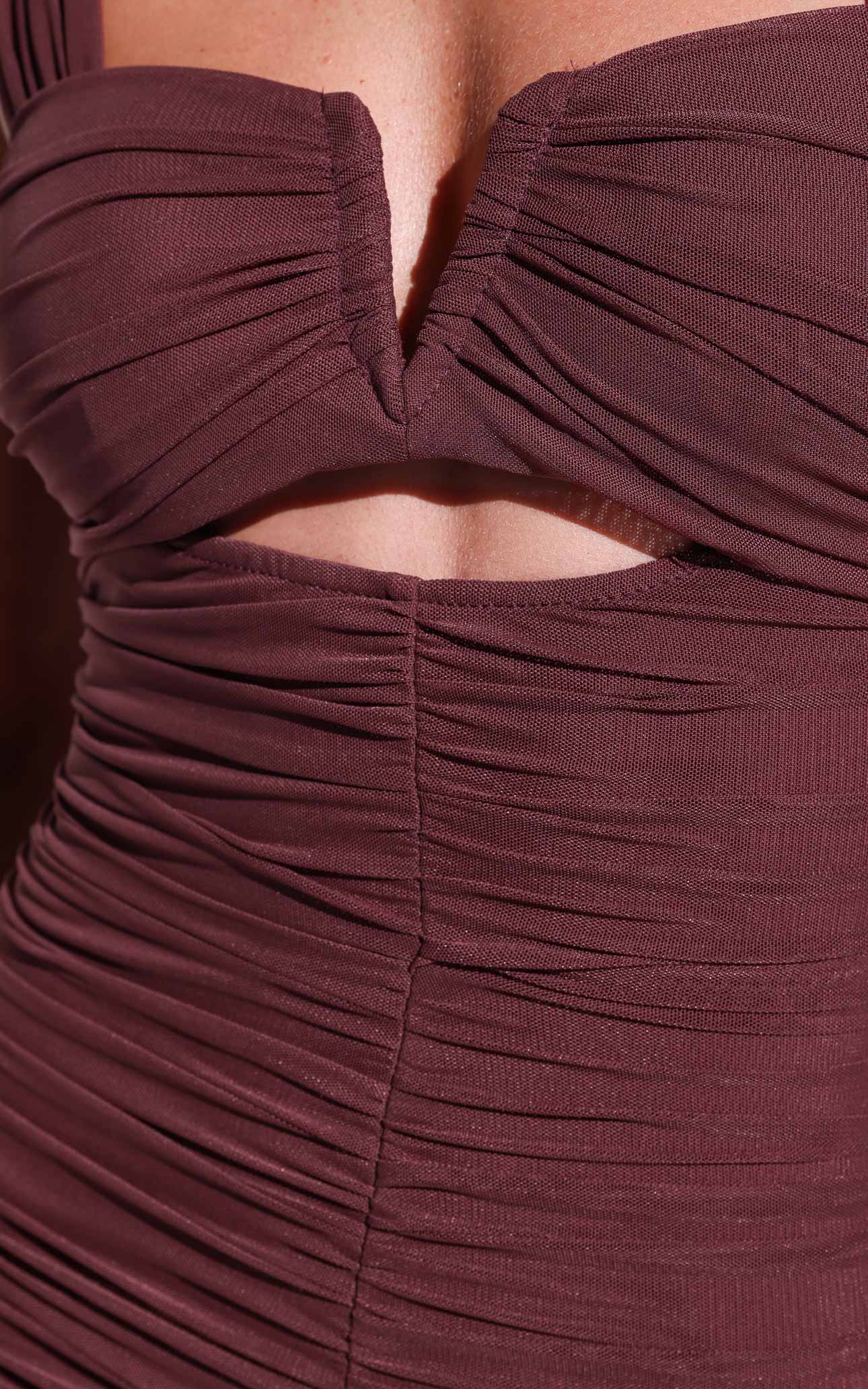 Highland Mesh Maxi Dress - Chocolate Brown