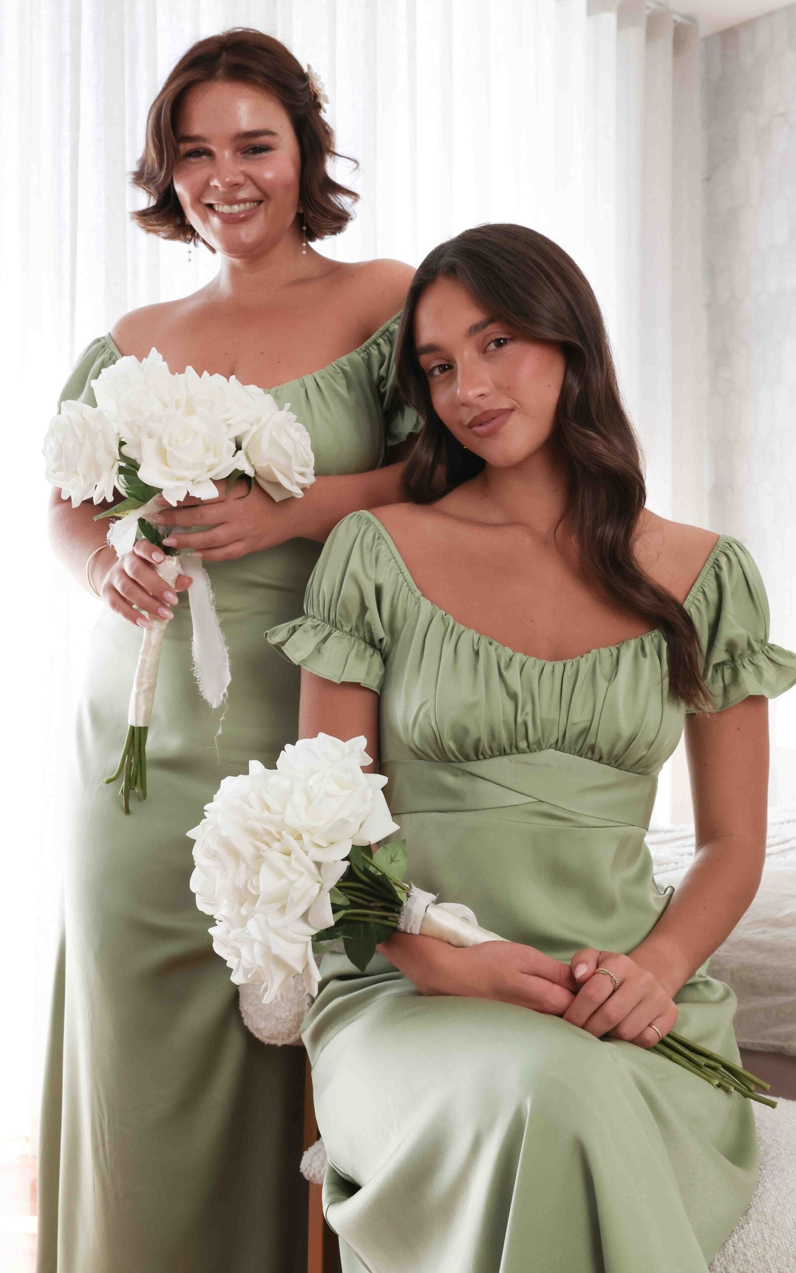 JOLENE SWEETHEART PUFF SLEEVE MAXI DRESS - OLIVE SAGE By Amica JOLENE SWEETHEART PUFF SLEEVE MAXI DRESS - OLIVE SAGE By Amica