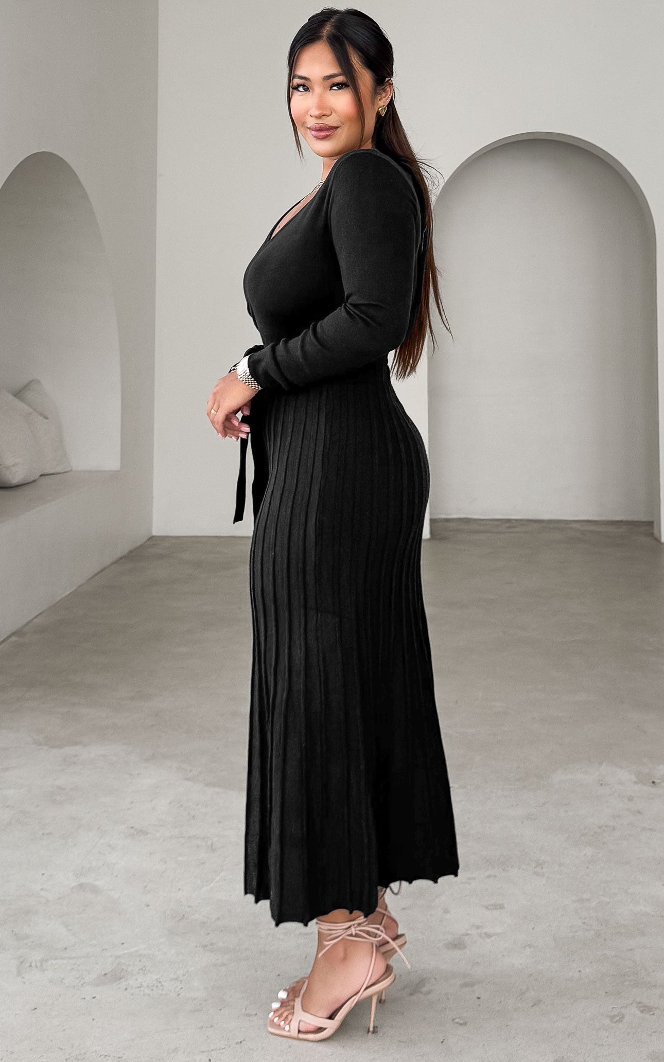 Jules Knit Midi Dress - Black