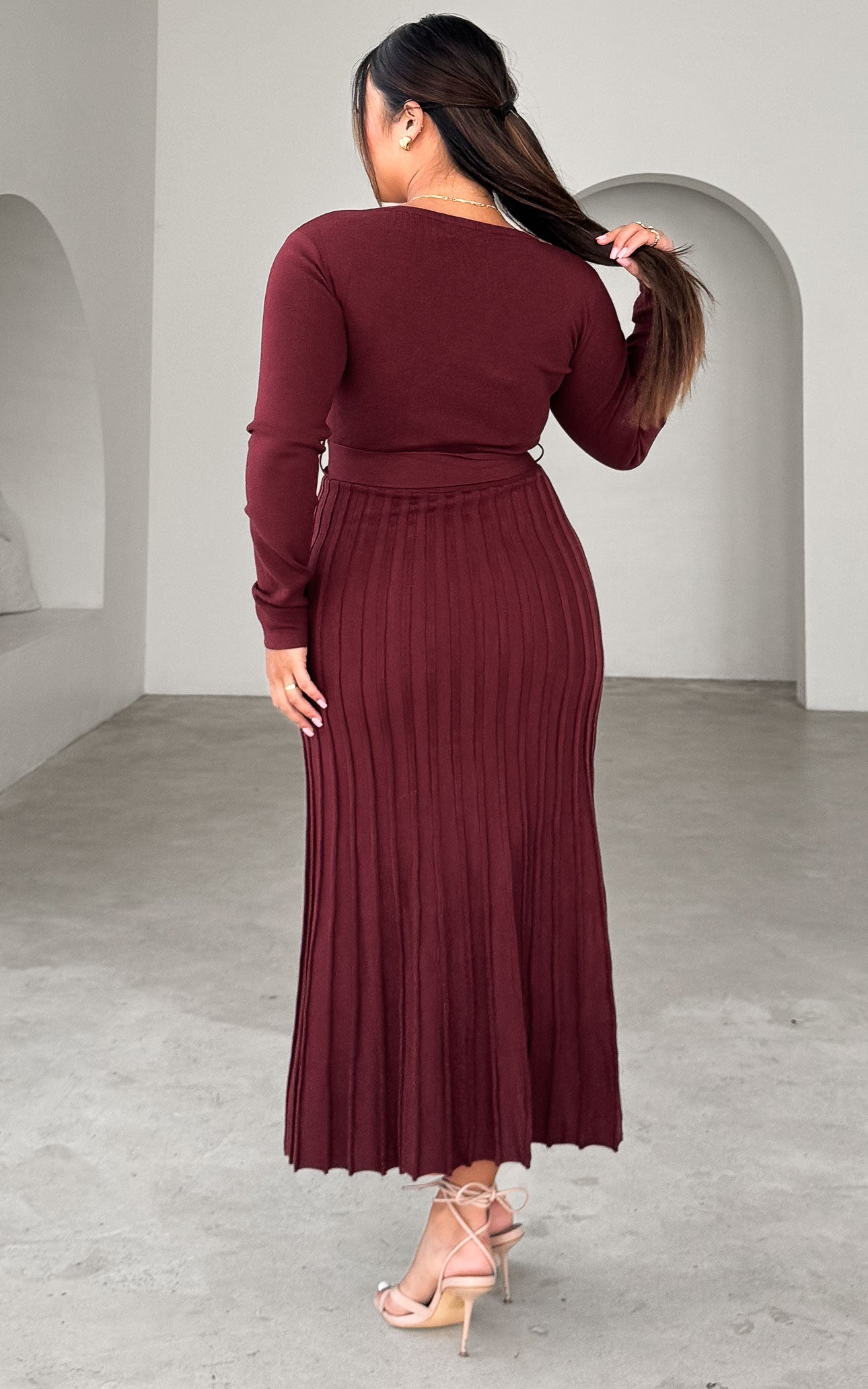 Jules Knit Midi Dress - Wine