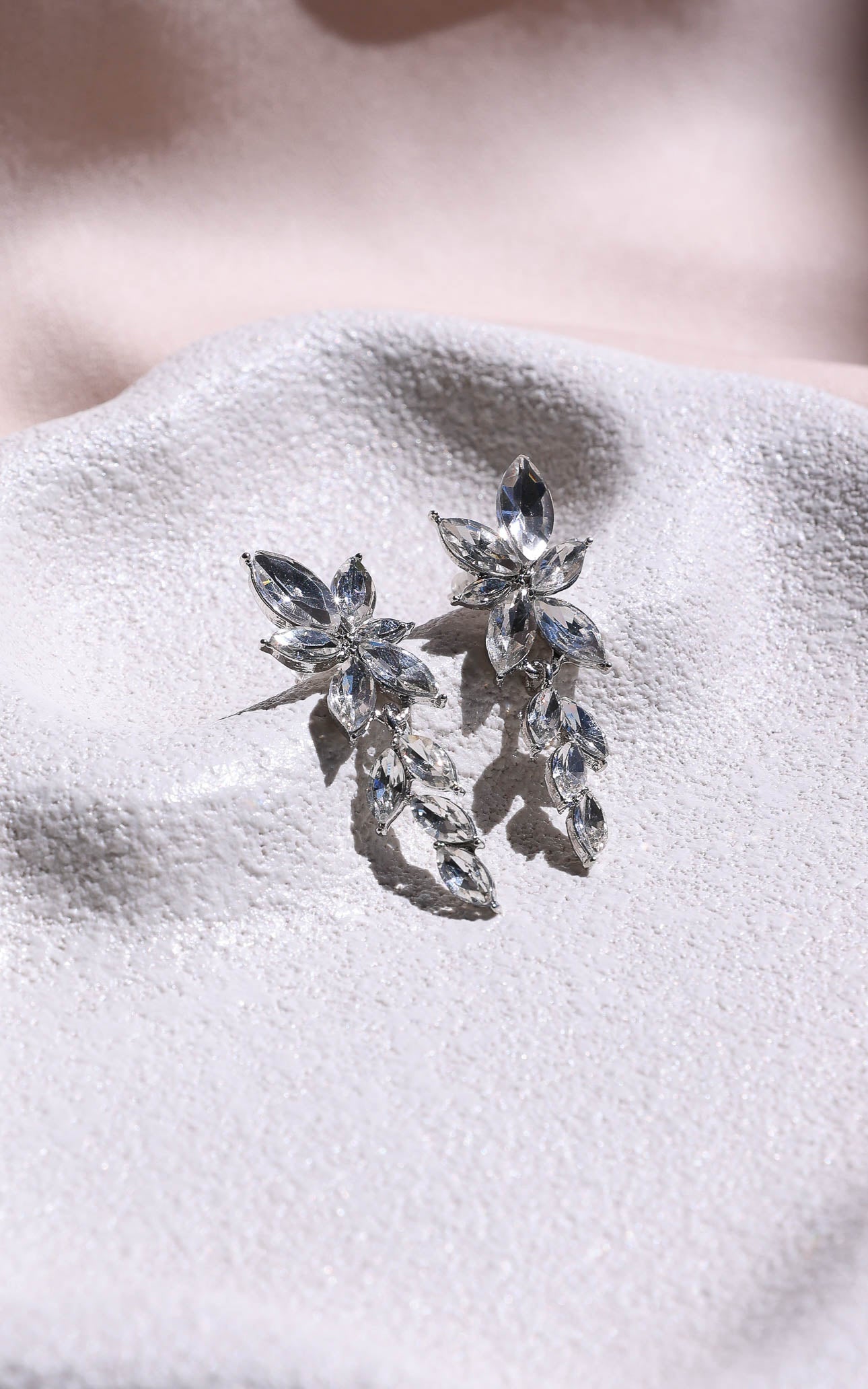 Krysta Drop Stud Earrings - Silver Clear Cluster