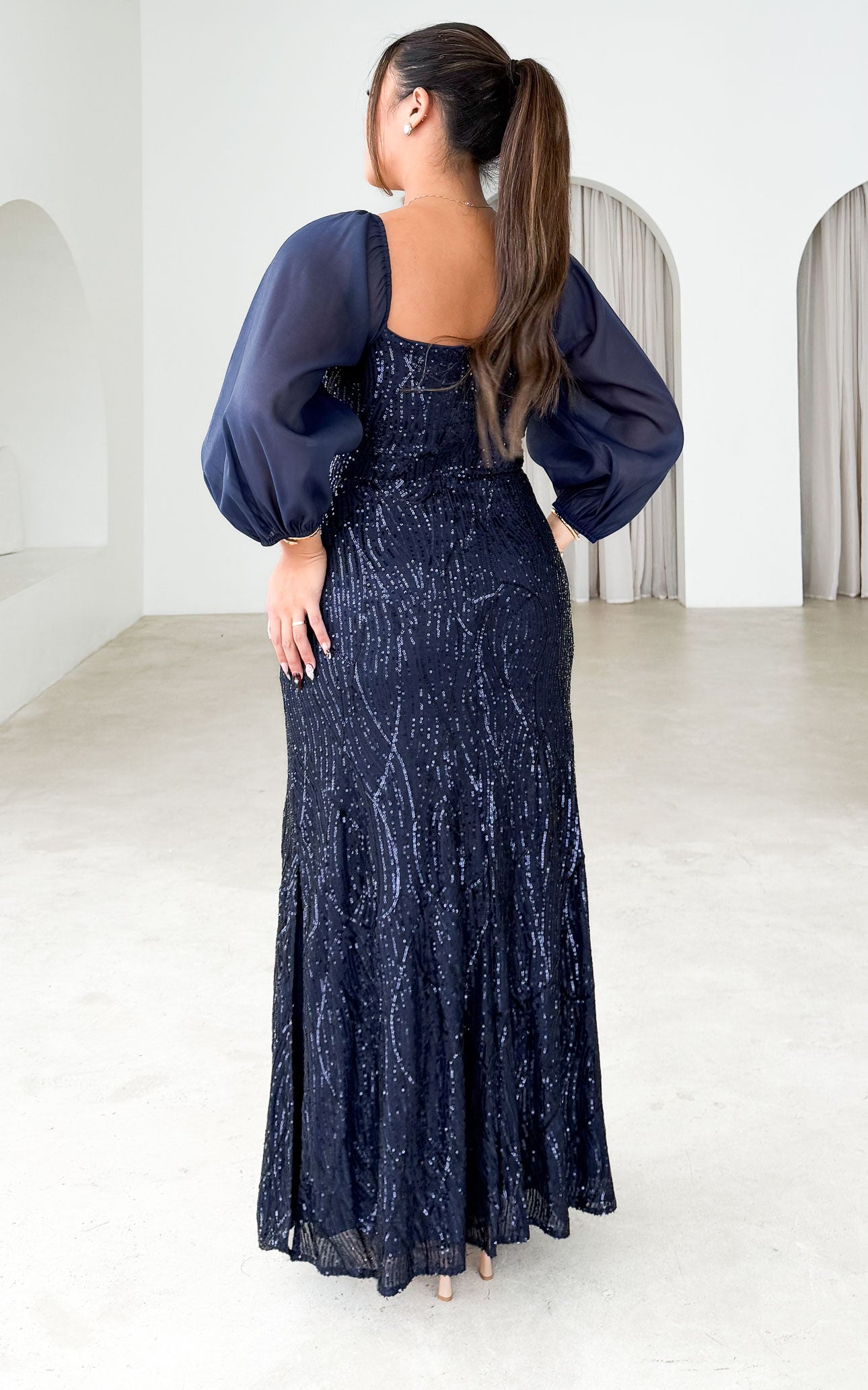 Leana Maxi Dress - Navy Sequin