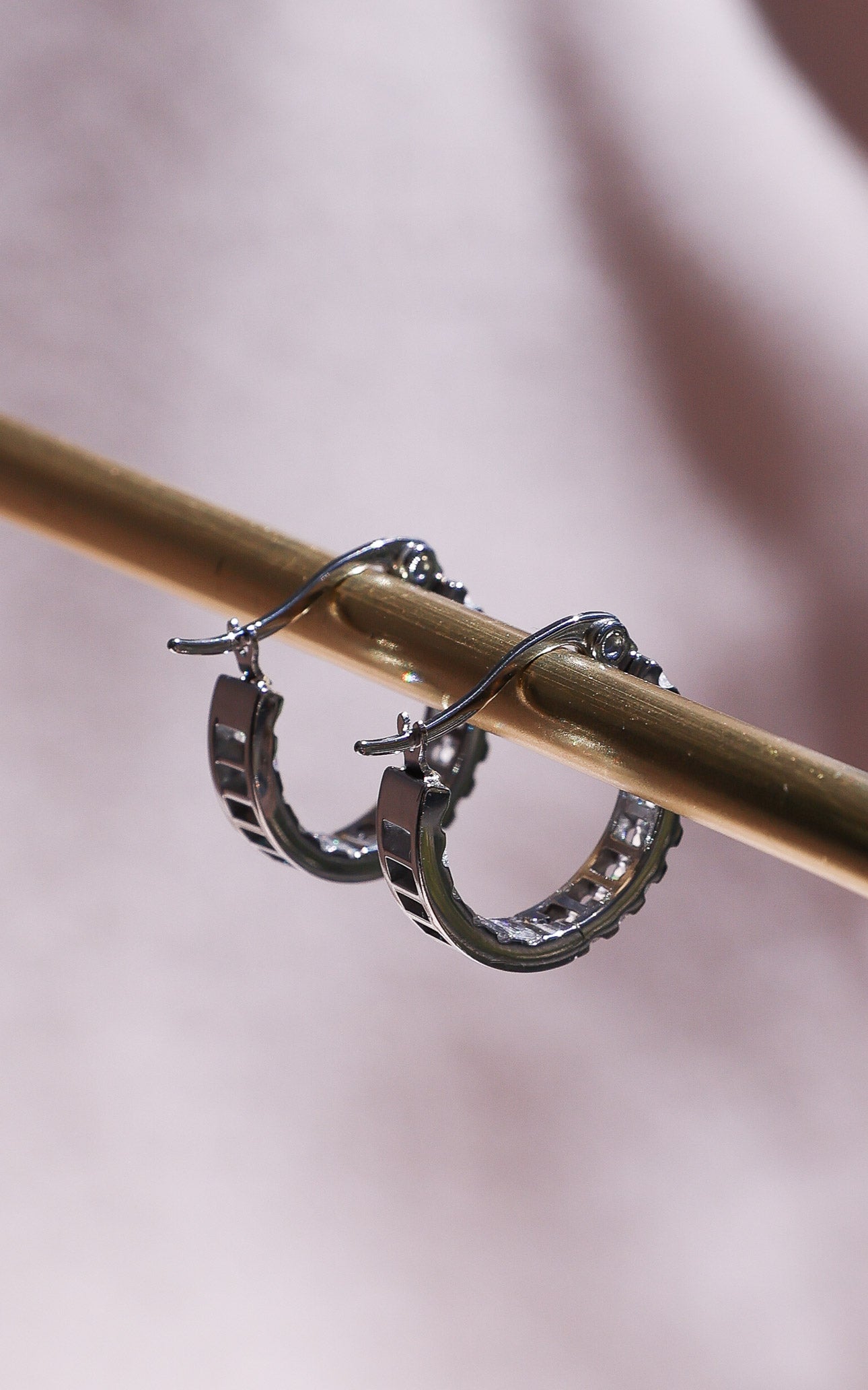 Lumi Hoop Earrings - Silver In Out Diamante