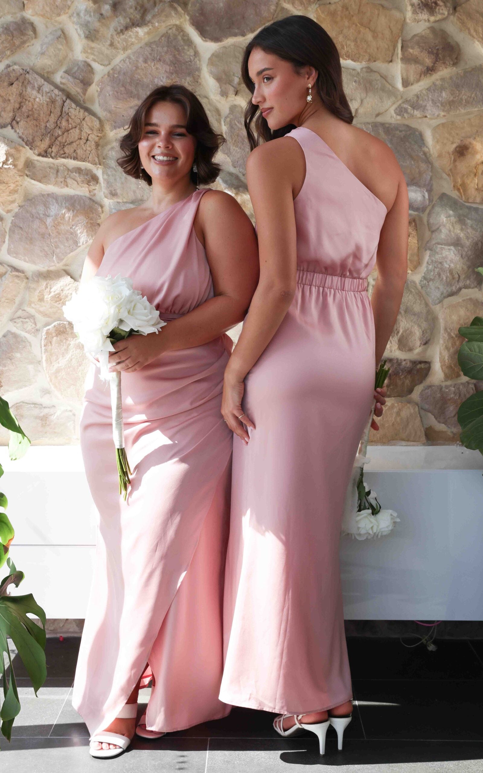 MACPHERSON ONE SHOULDER PLEAT DETAIL MAXI DRESS - DUSTY PINK By Amica MACPHERSON ONE SHOULDER PLEAT DETAIL MAXI DRESS - DUSTY PINK By Amica