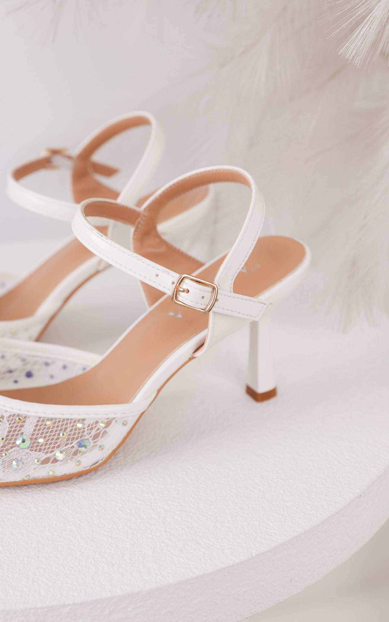 Matilda Heels - White Iridescent Rhinestone