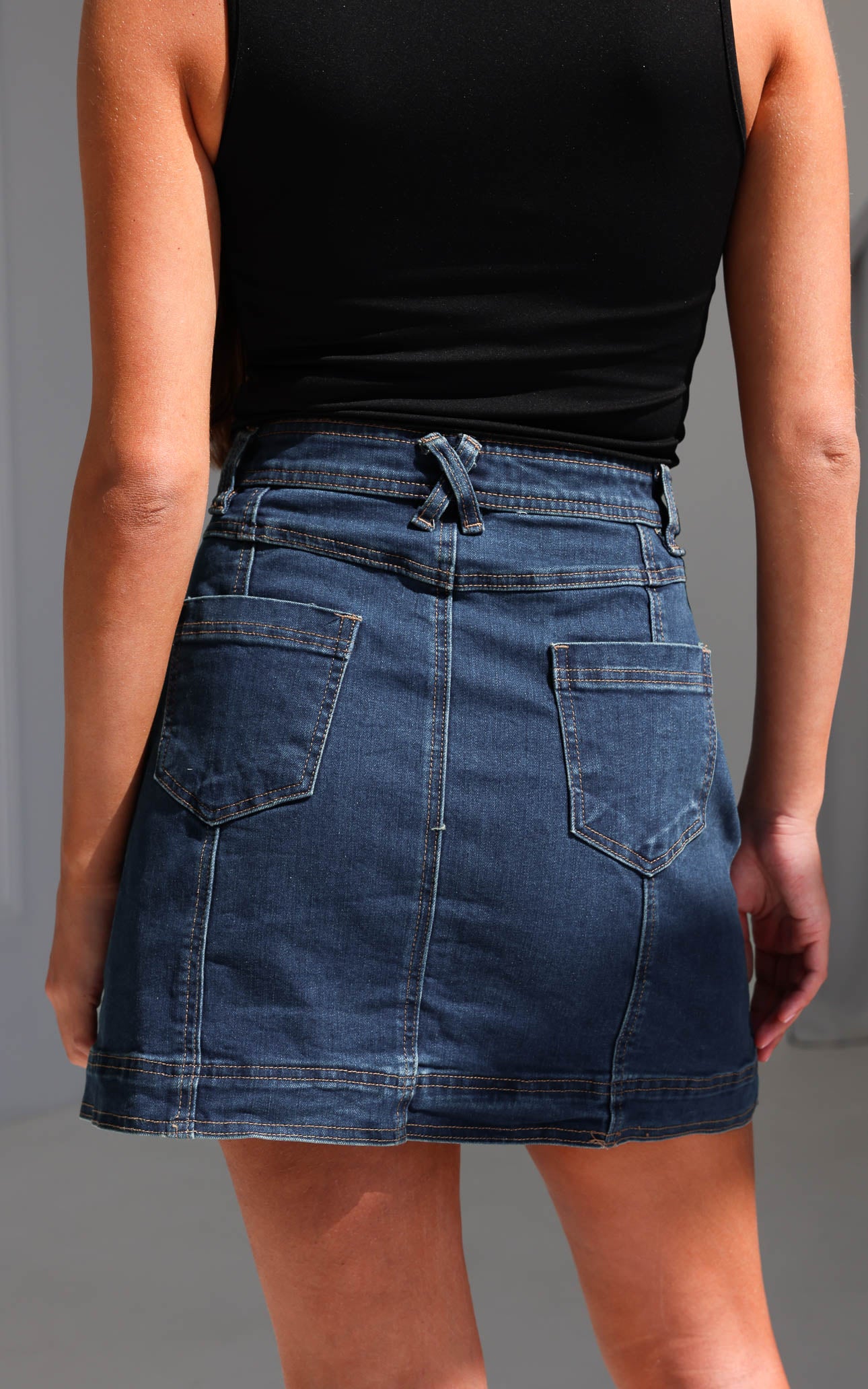 Charleston Denim Mini Skirt - Dark Blue