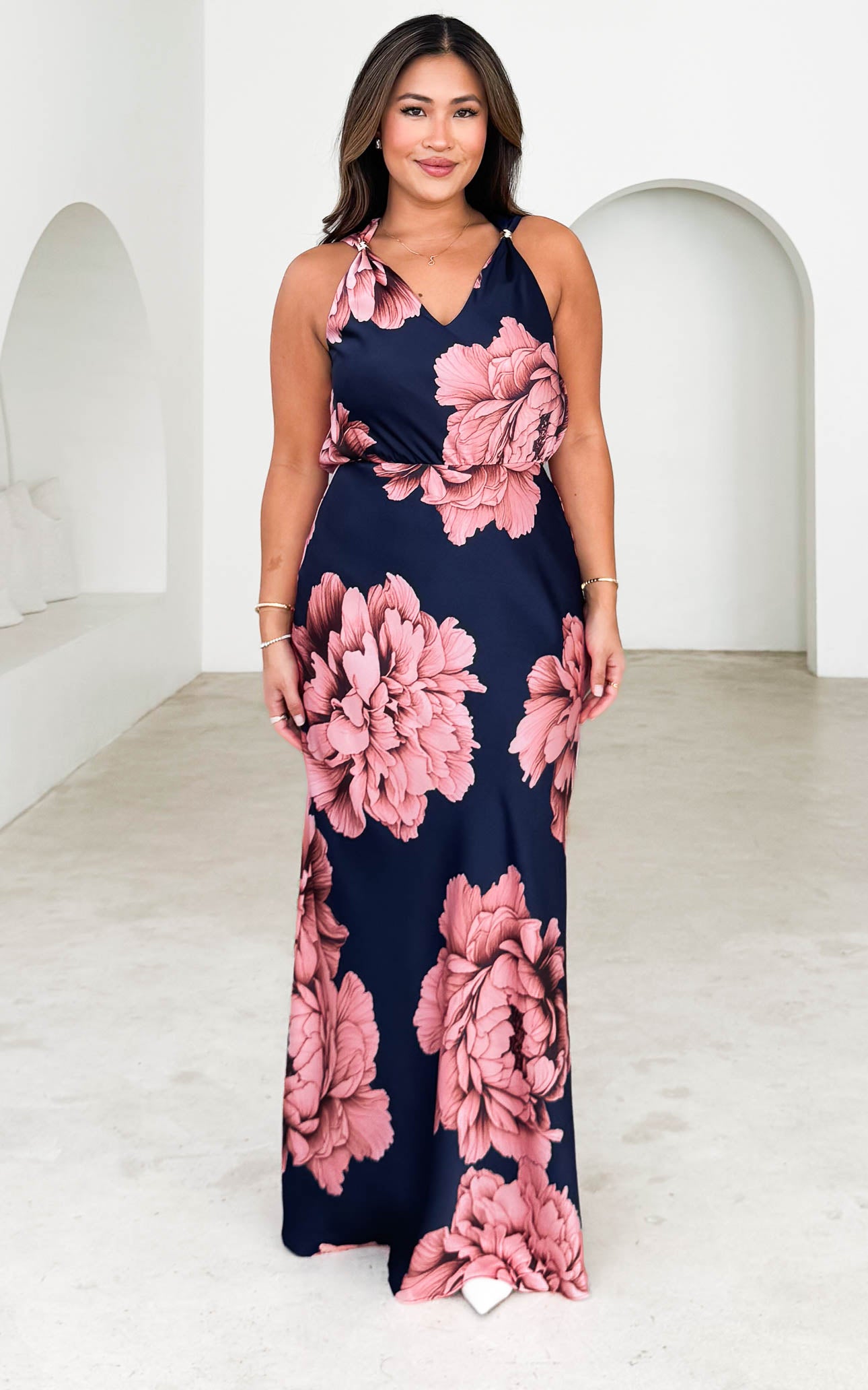 navy pink dress Nicco Maxi Dress