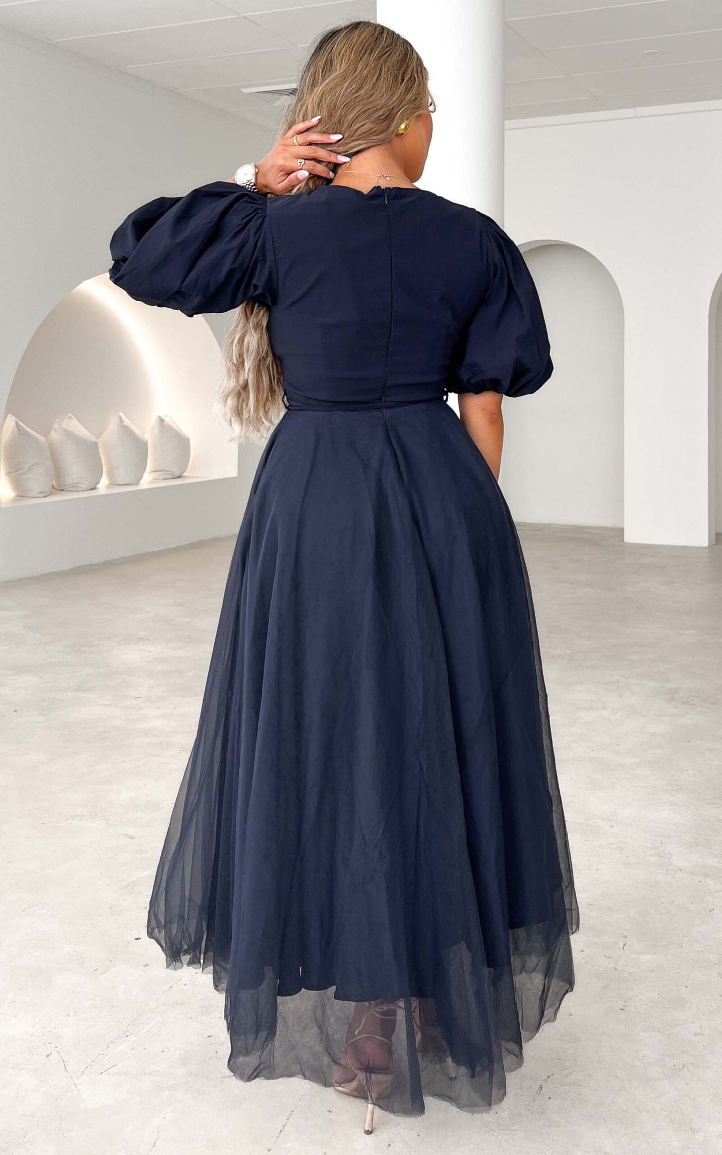 One Kiss Tulle Maxi Dress - Navy