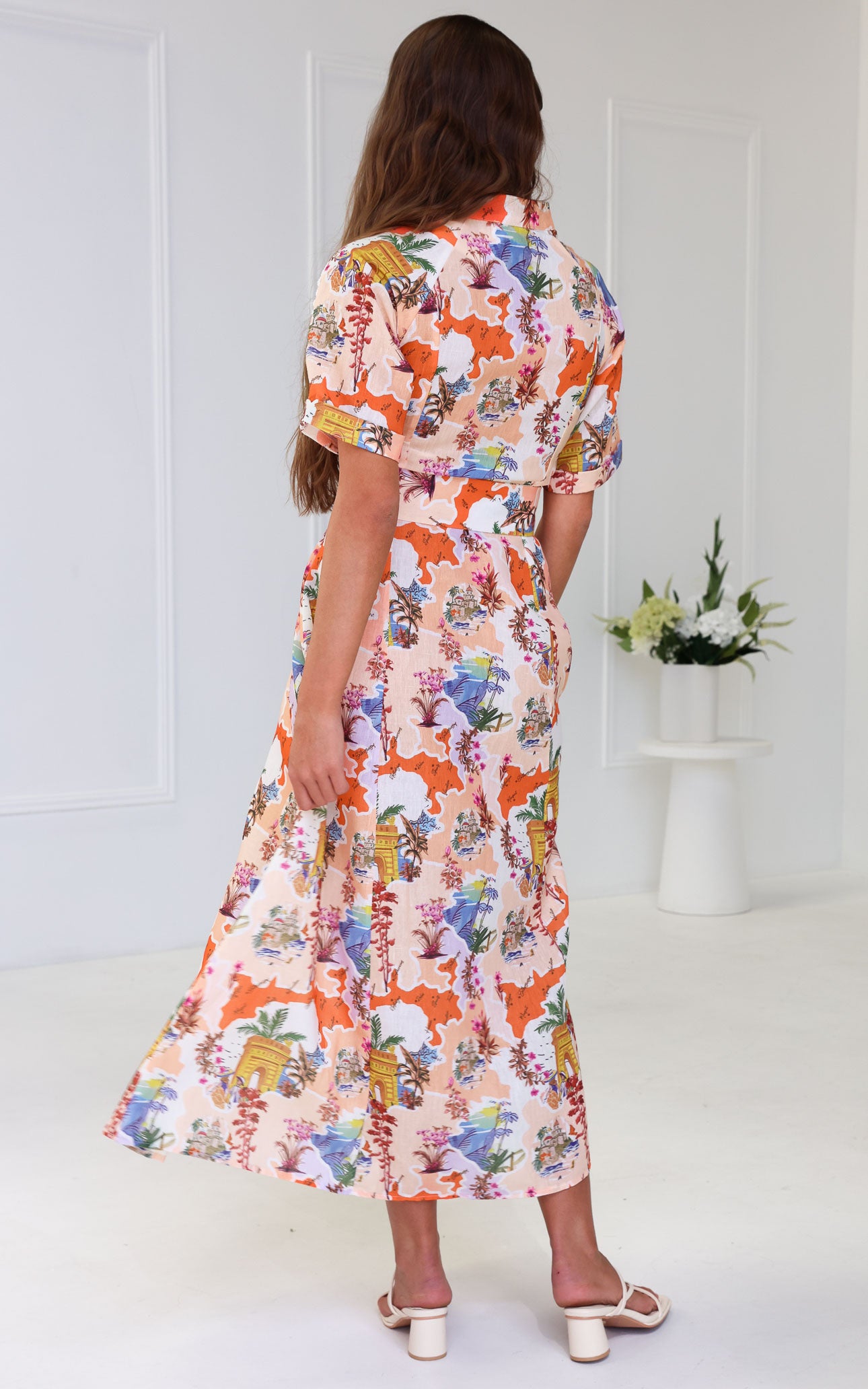 Wander Maxi Dress - Peach Orange Multi Print