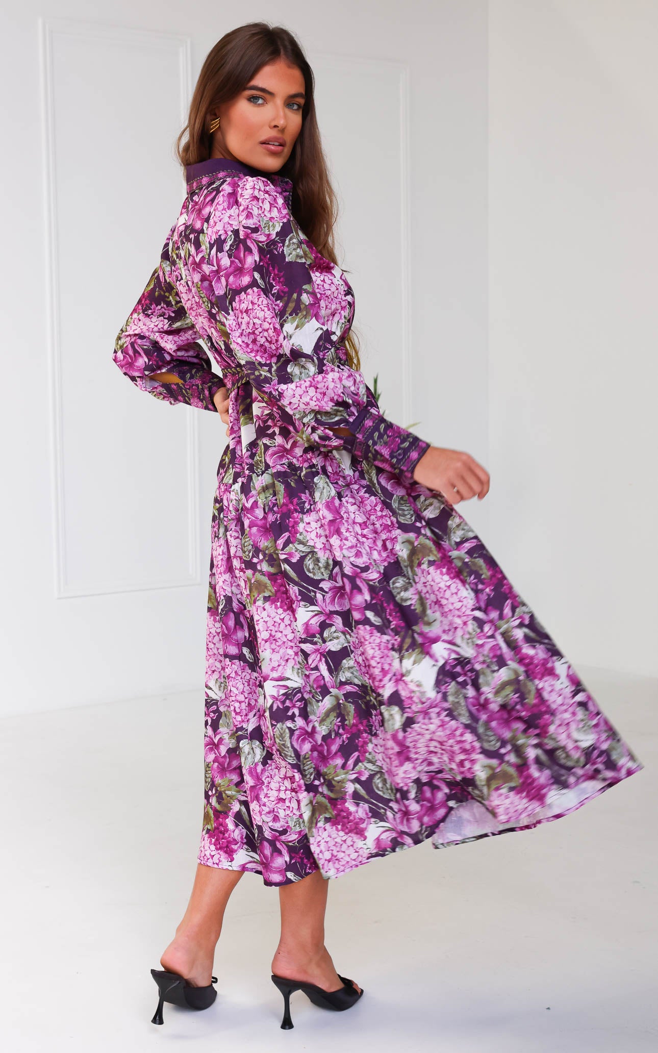 Brooks Long Sleeve Maxi Dress - Purple Floral