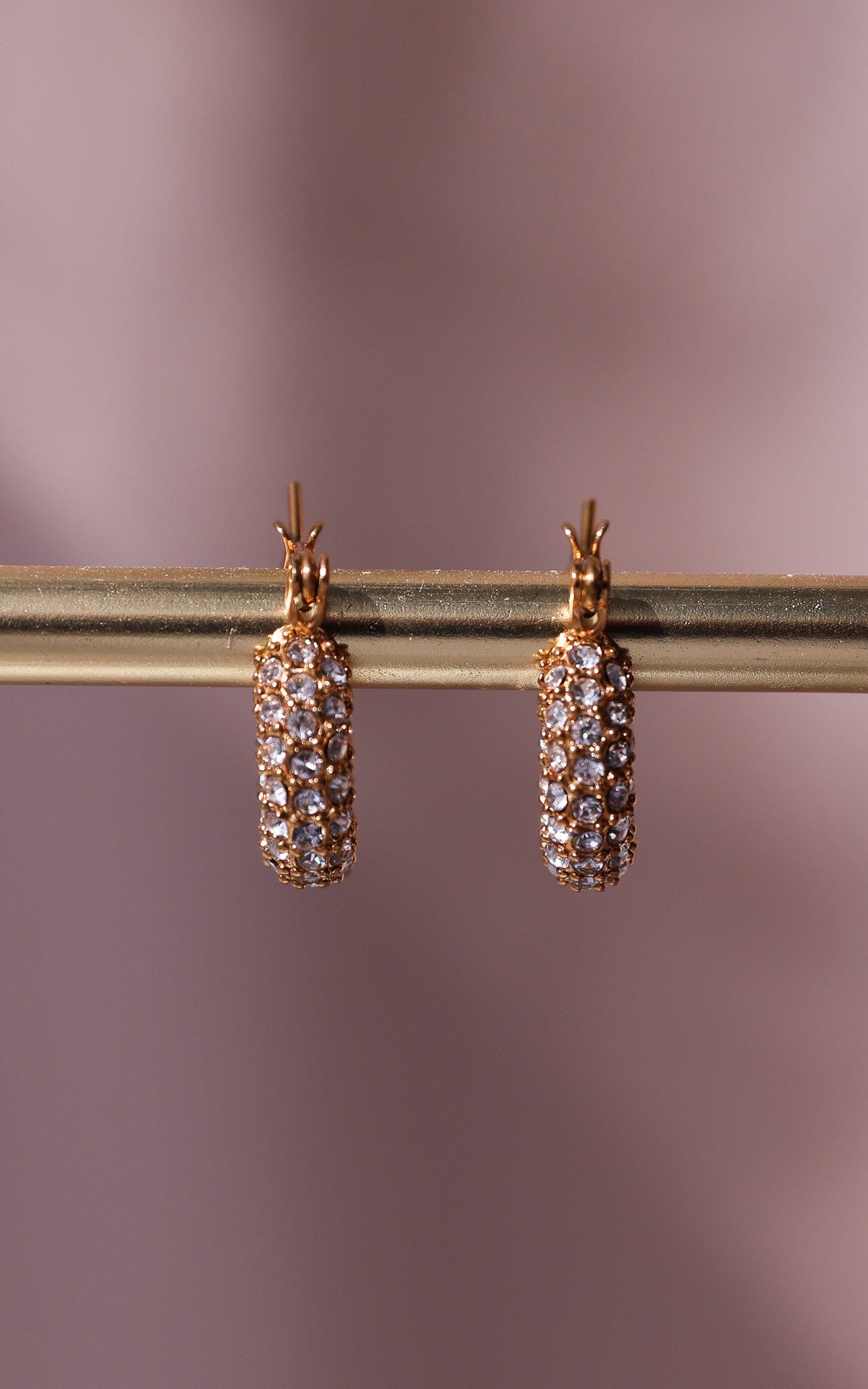 Phyliss Hoop Earrings - Gold U Diamante