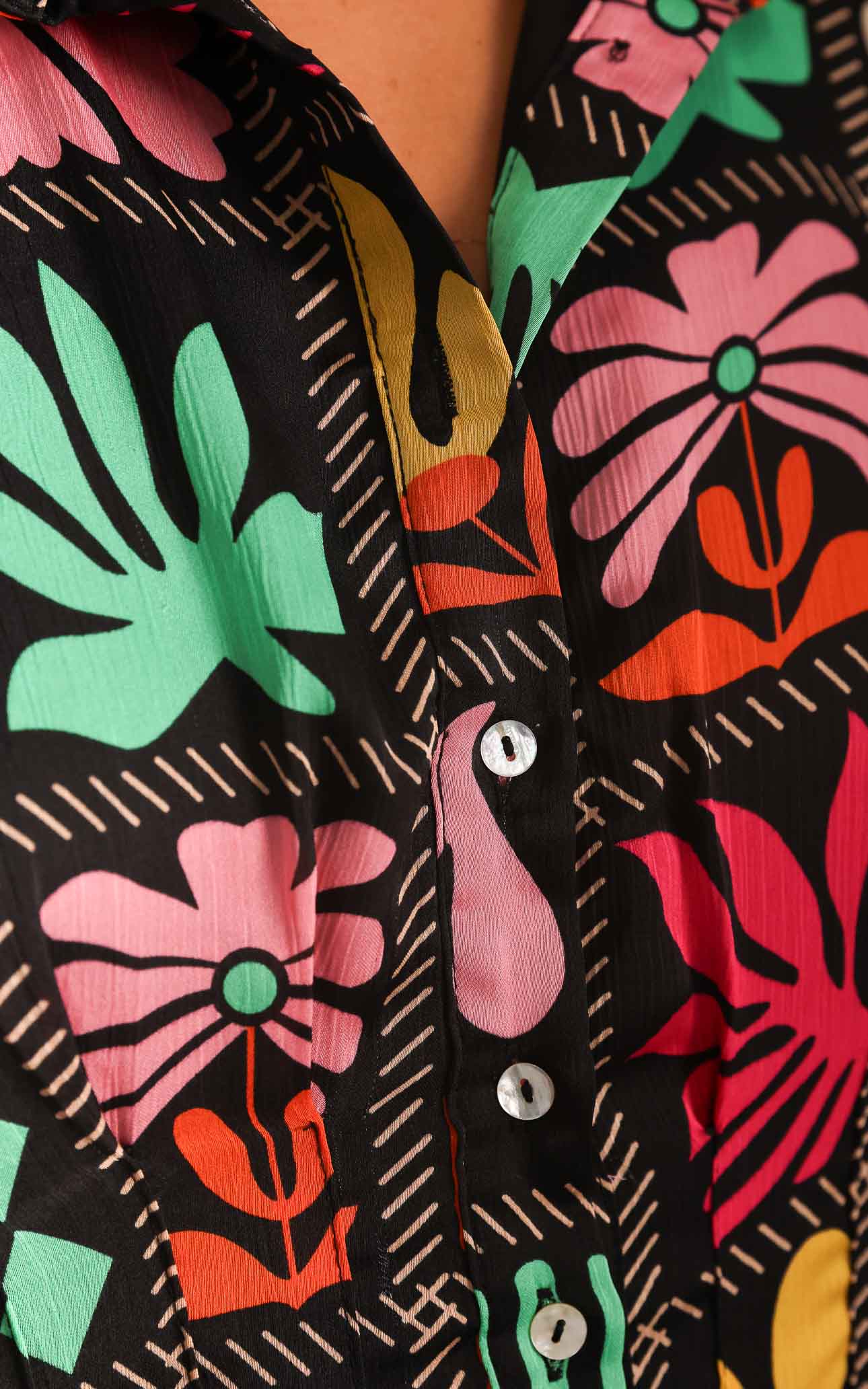 Rainier Midi Dress - Black Multi Print