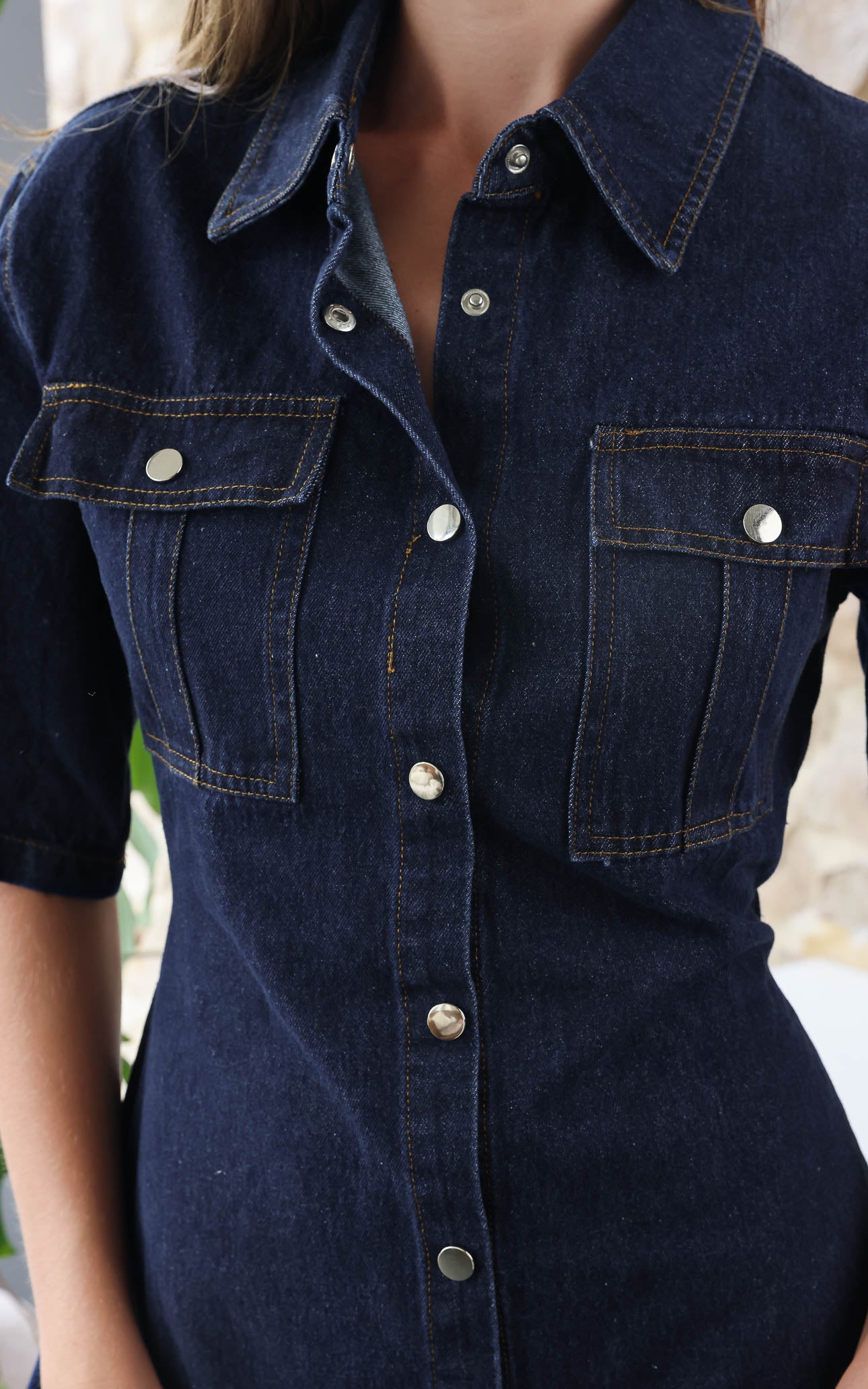 Raven Denim Mini Dress - Dark Blue