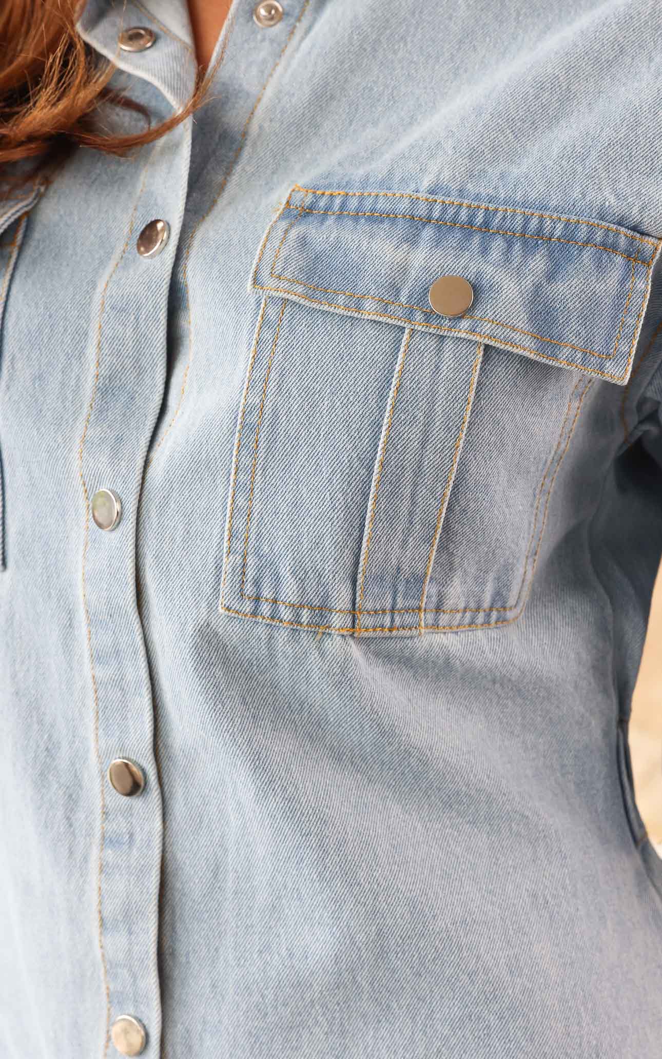 Raven Denim Mini Dress - Light Blue