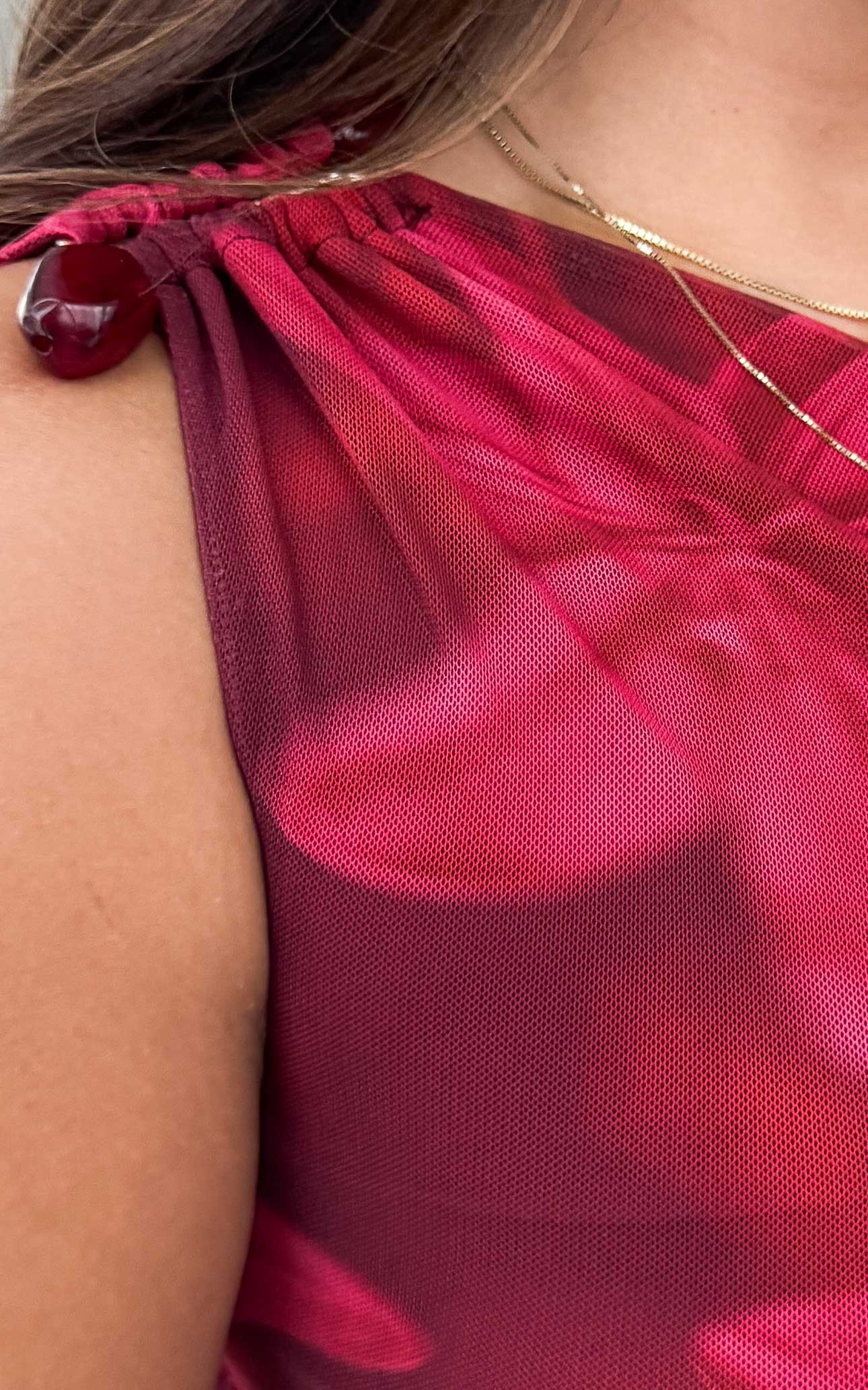 Relius Mesh Maxi Dress - Red Wine Floral