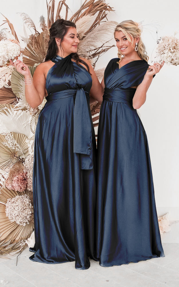 ROMAN MULTIWAY NECKLINE OPEN BACK DRESS - NAVY By Amica ROMAN MULTIWAY NECKLINE OPEN BACK DRESS - NAVY By Amica