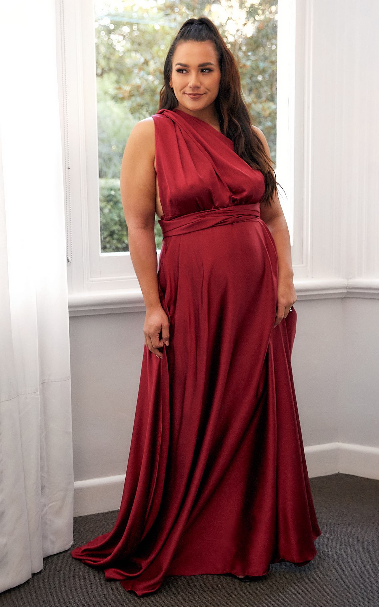 multiway burgundy dress Burgundy Infinity Dress Bridesmaid Multiway Convertible Dress Made in USA