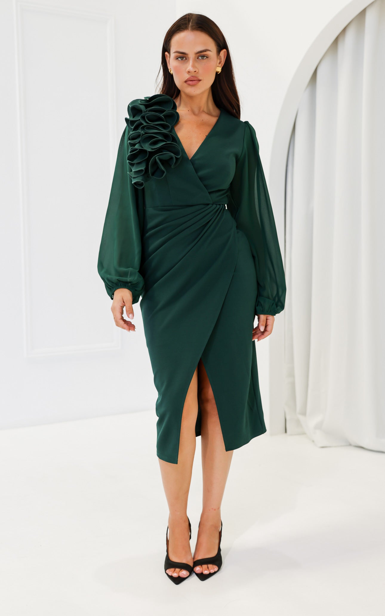 Rosaline Long Sleeve Midi Dress