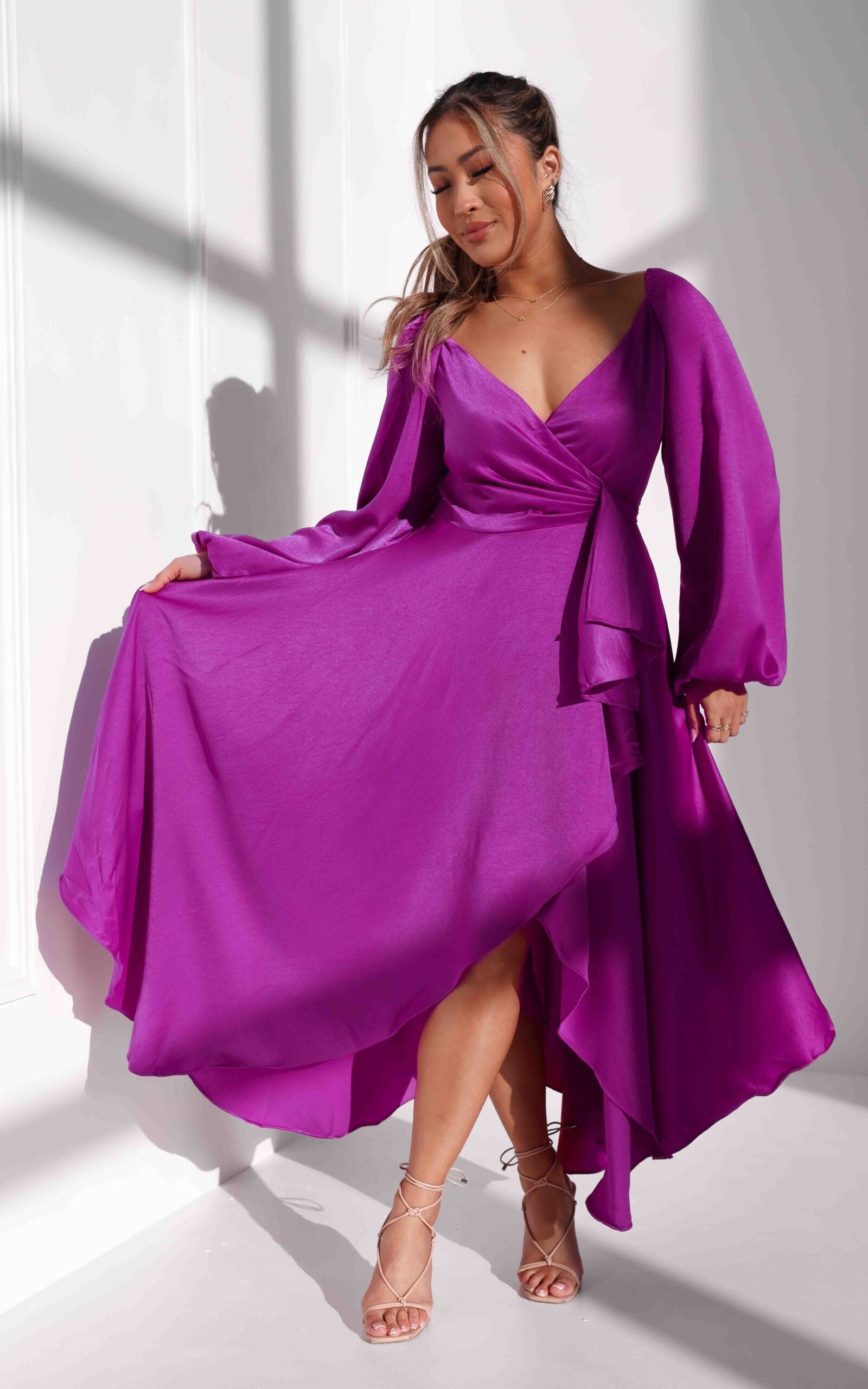 purple wrap maxi dress Fabulously Dressed Boutique Plus Size Vibrant Purple Faux Wrap Maxi Dress, Women's, Size: 2XL