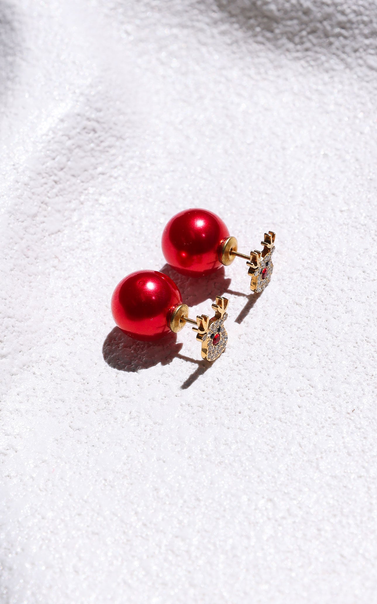Rudolph Bauble Stud Earrings - Red Reindeer Ball
