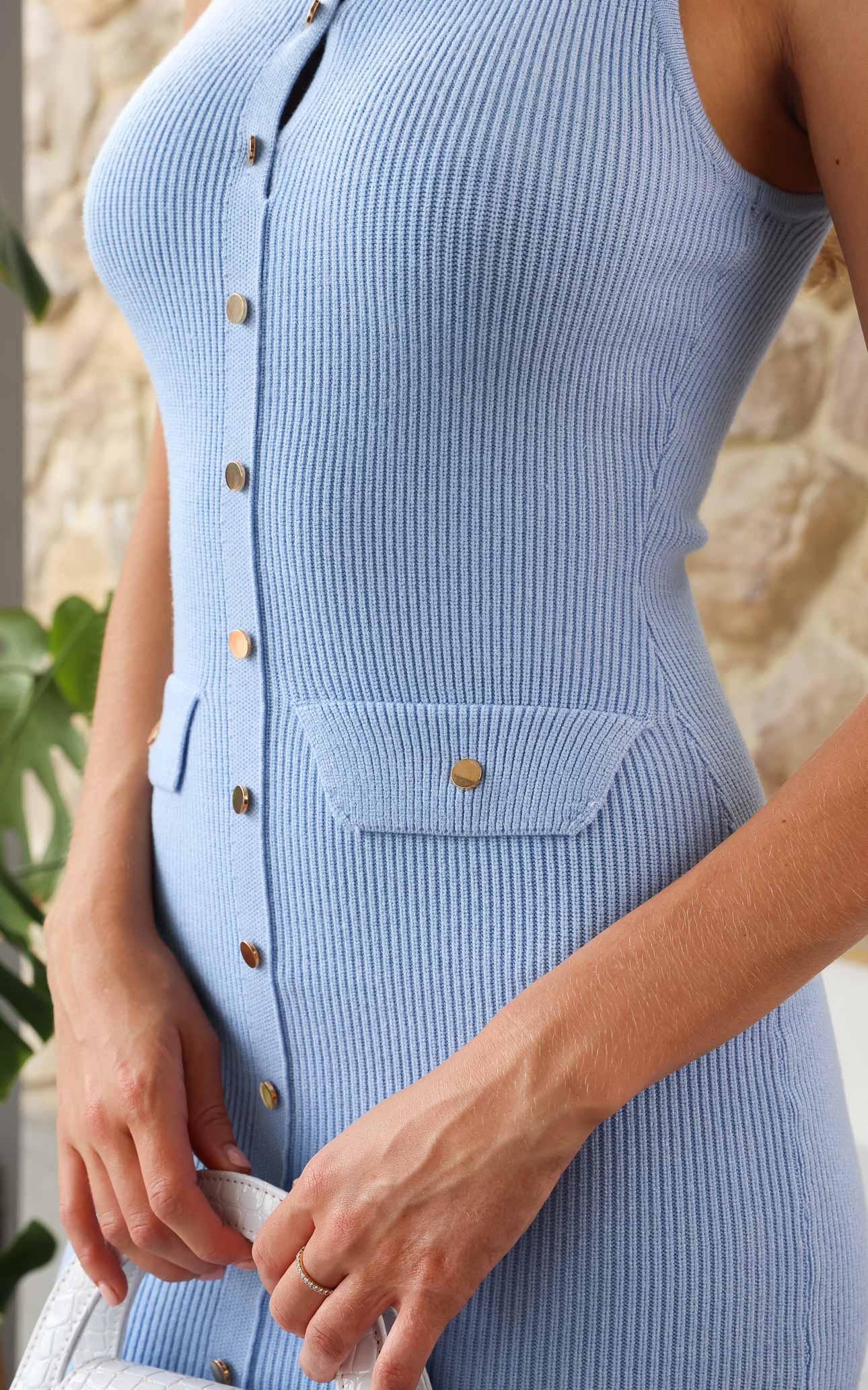 Valerie Knit Mini Dress - Baby Blue