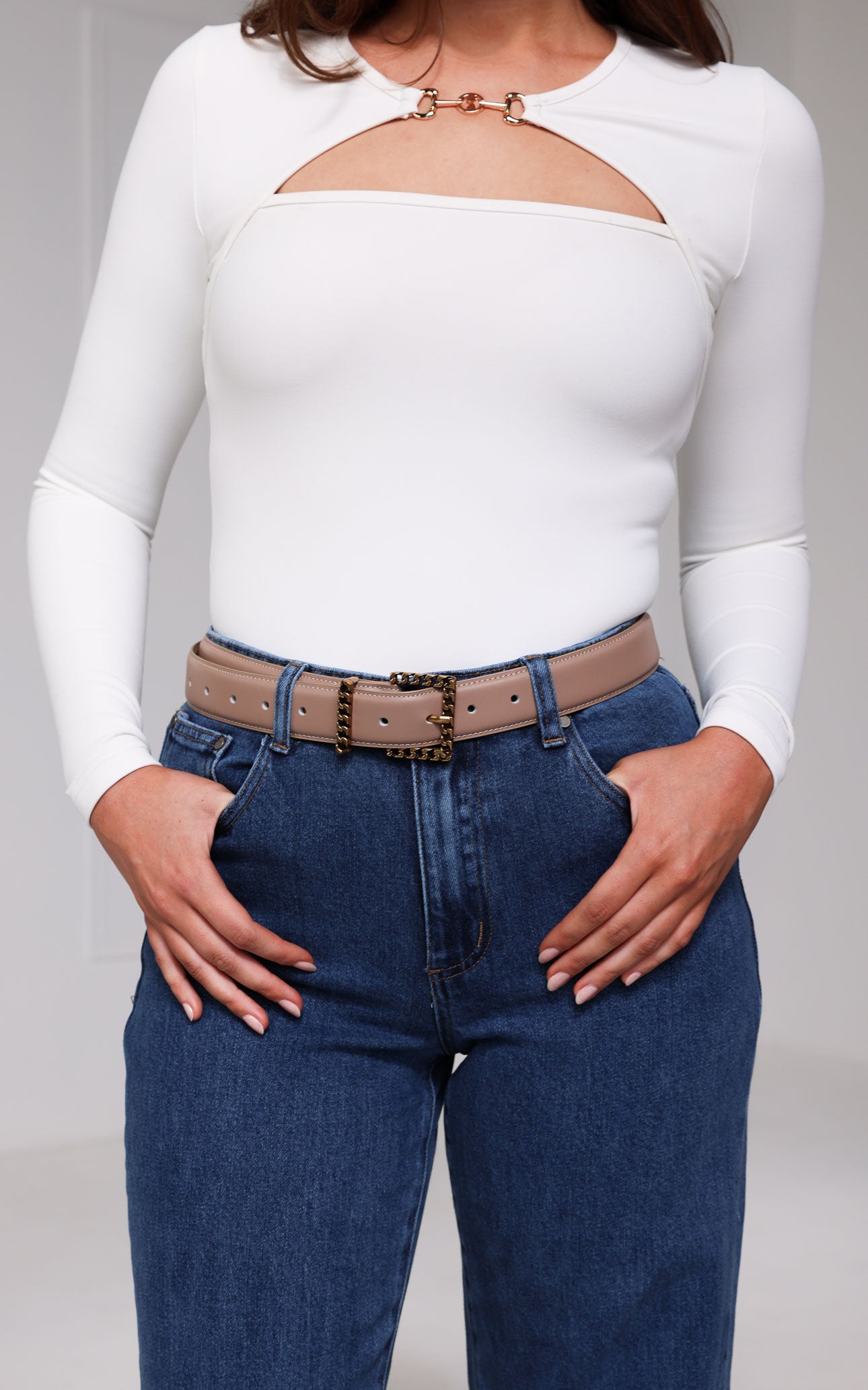 Venty Belt - Taupe Chain Square