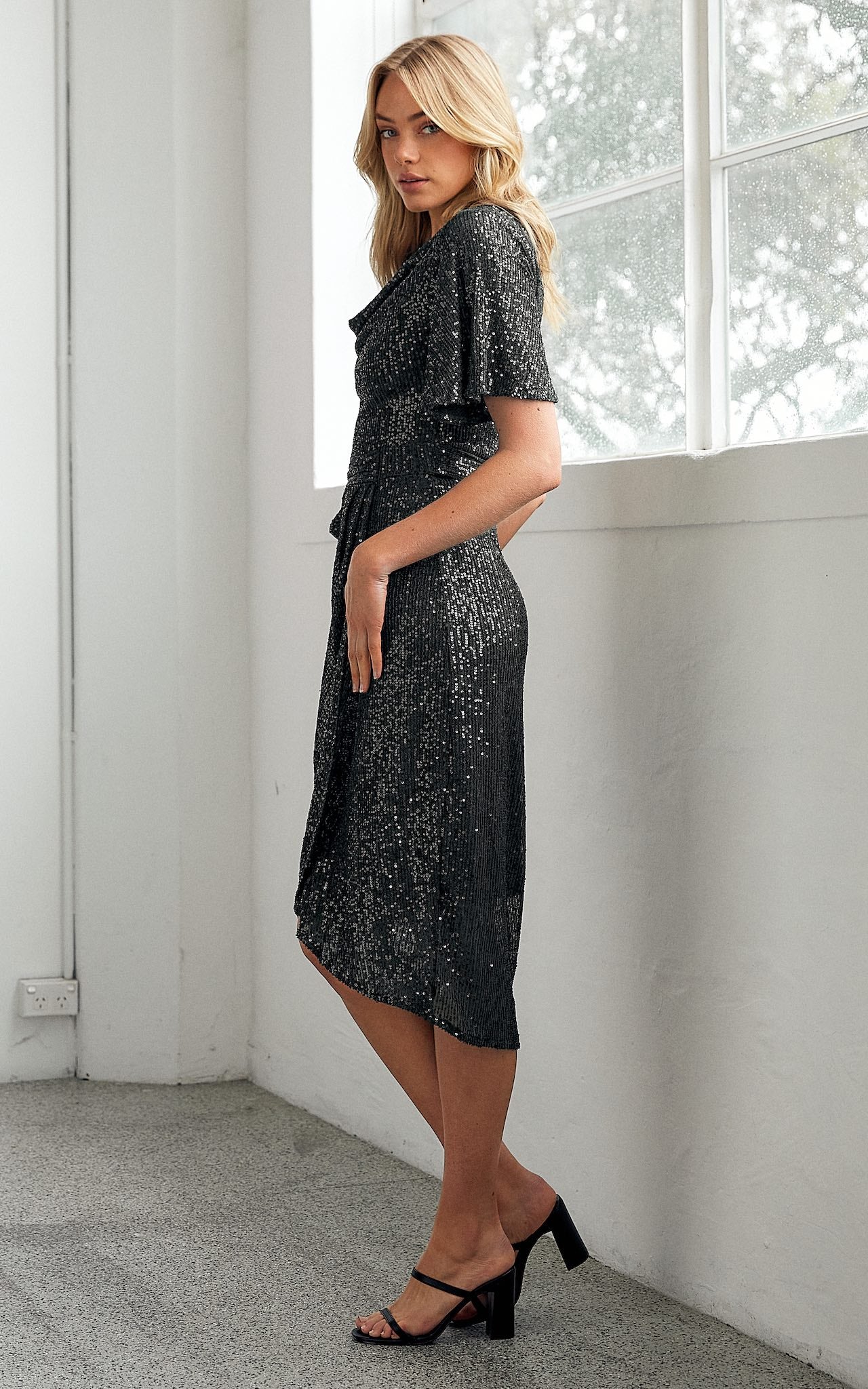 Vernot Midi Dress - Black Sequin